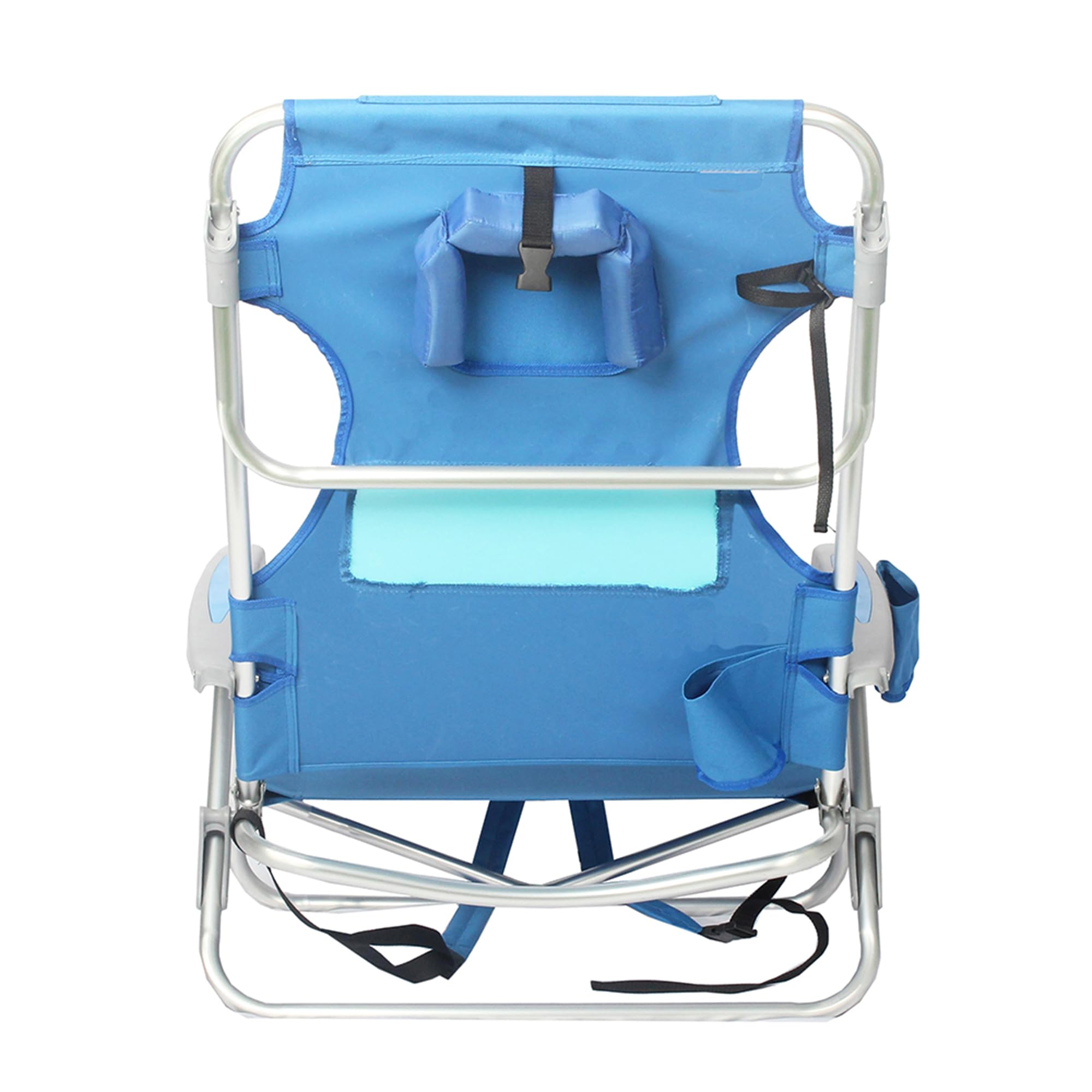 Lightweight Women's Outdoor Backpack Beach Chair with 5 Adjustable Positions, Carry Straps & Cup Holder - Portable Foldable for Camping, Picnic, Beach, Travel (4 Pack, Blue)