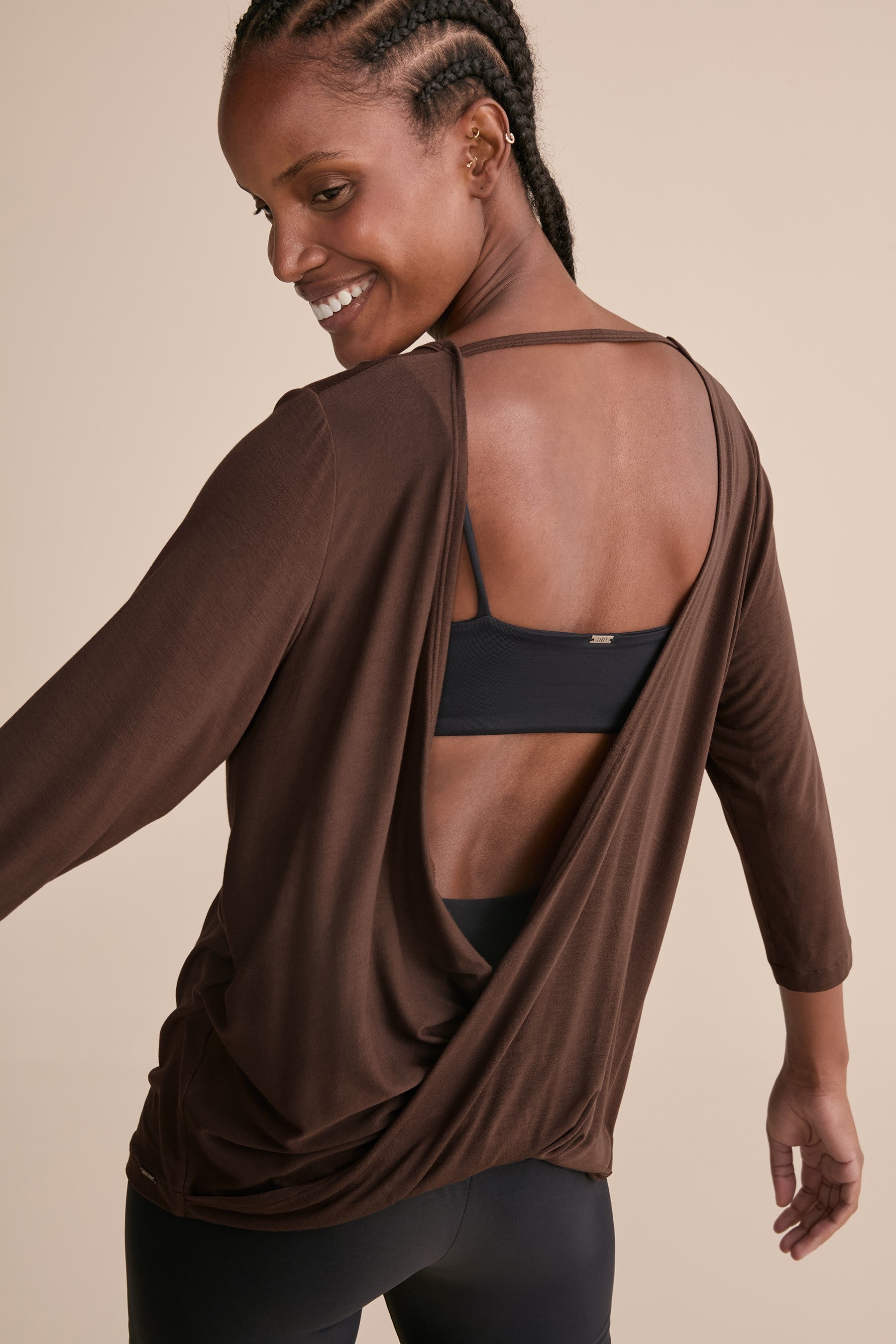 Women's Long Sleeve Cross Back Viscose Blouse - Elegant & Comfortable Stretchy Shirt for Work, Date Night & Casual Outfits