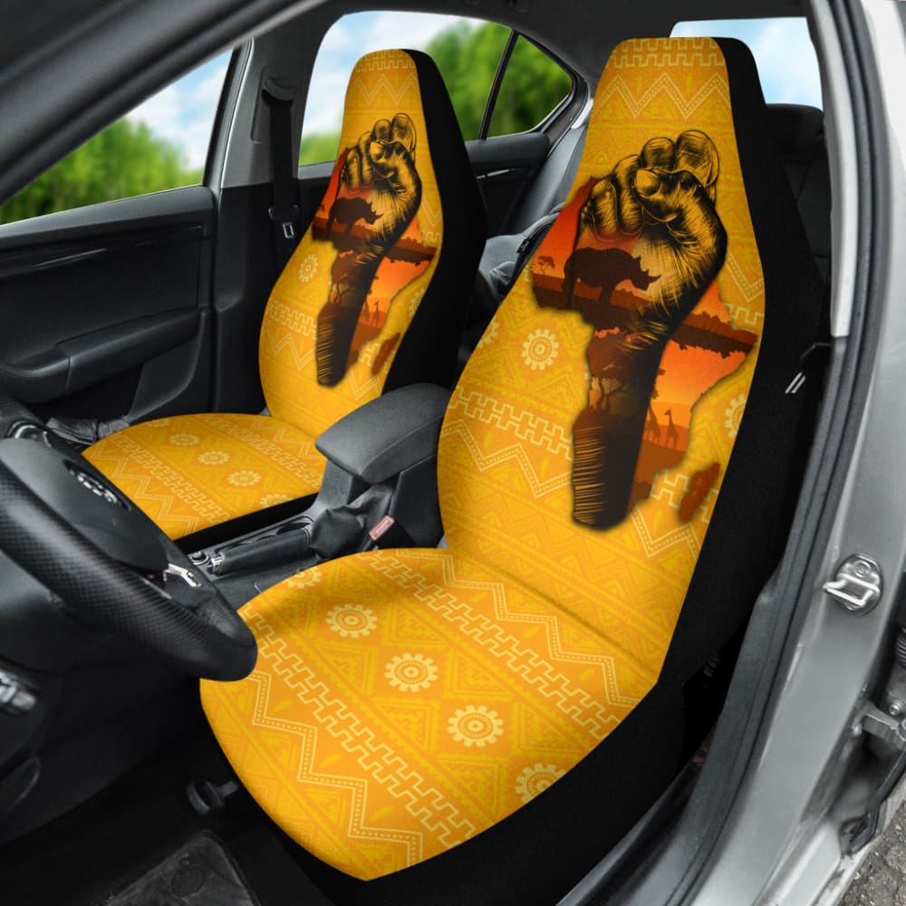 Premium African Map Car Seat Covers - Unique African-Themed Gift Ideas for Travel Enthusiasts & Cultural Lovers (Model 210901) - Perfect for Road Trips, Safari Adventures & Home Decor