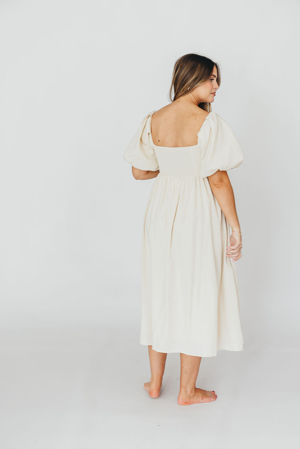 Hamilton Midi Dress in Ivory - Bump Friendly Maternity Dress for Women | Perfect for Baby Showers, Weddings & Special Occasions