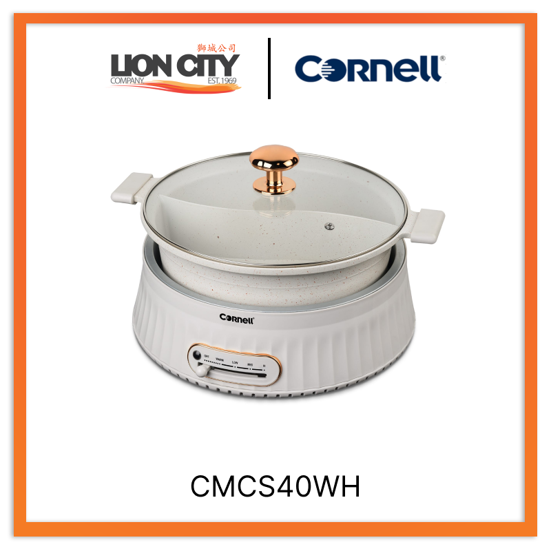 Cornell CMCS40WH Yuan Yang 4L Multi Cooker - Electric Pressure Cooker, Slow Cooker, Rice Cooker & Steamer - Perfect for Home Cooking, Meal Prep & Healthy Eating