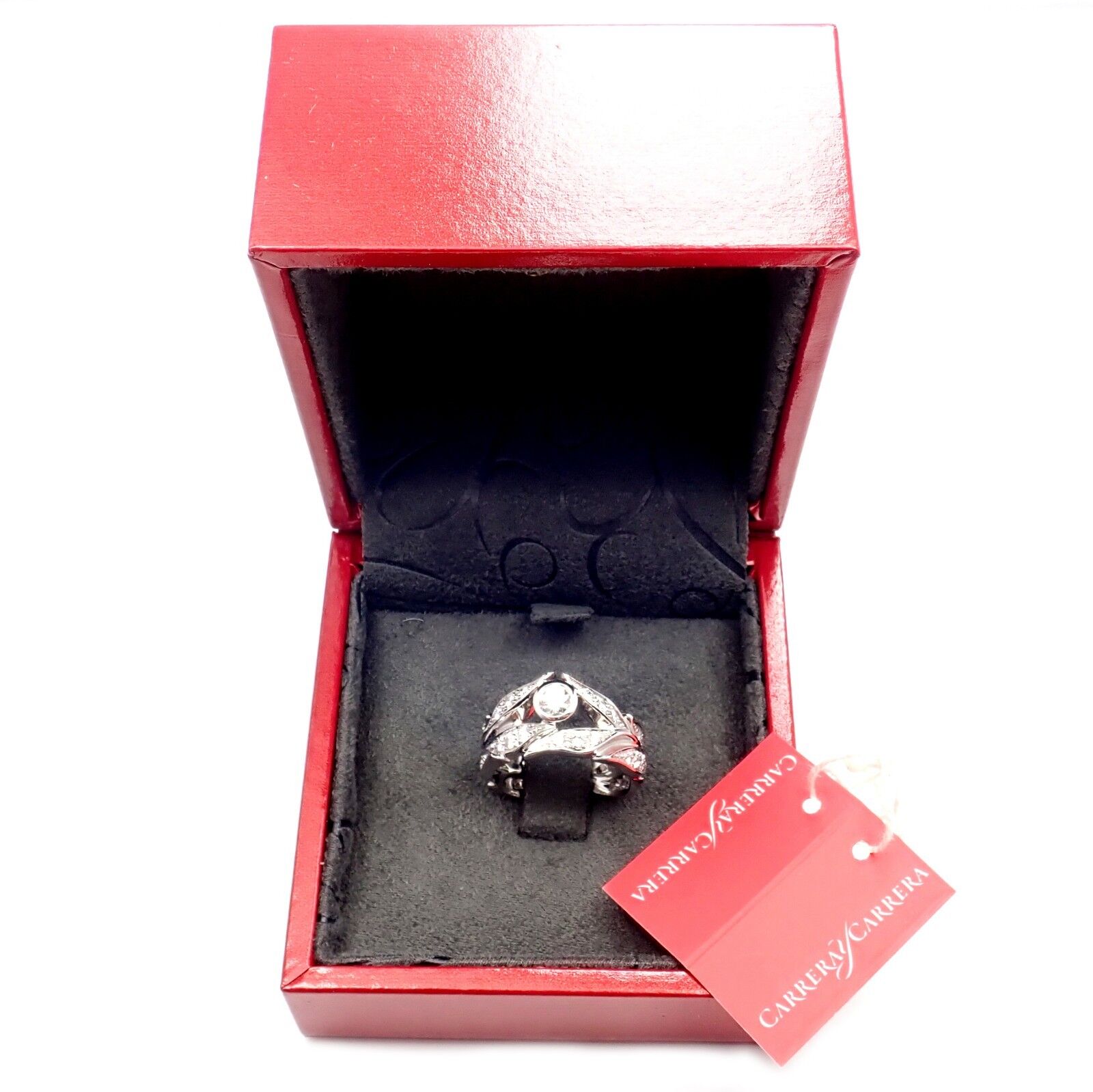 Authentic Carrera Y Carrera 18k Gold Greco Roman Diamond Crown Ring for Women - Elegant Princess Style Jewelry Gift for Anniversary, Wedding & Special Occasions