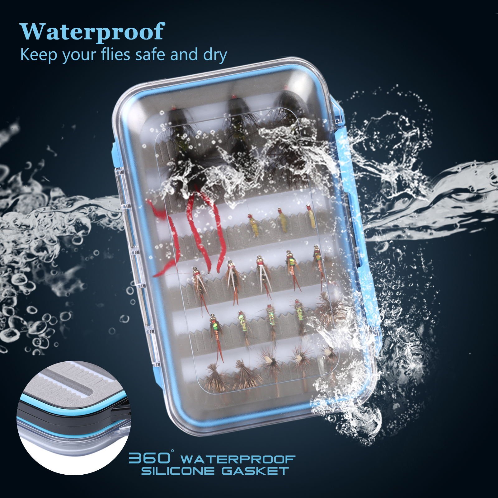 Maxcatch Waterproof Double-Sided Fly Fishing Tackle Box - Large 5.9×3.9×1.7 Inch Green Fly Storage Organizer for Trout, Bass, Salmon Fishing Gear Accessories | Perfect for Stream, River & Saltwater Fly Fishing