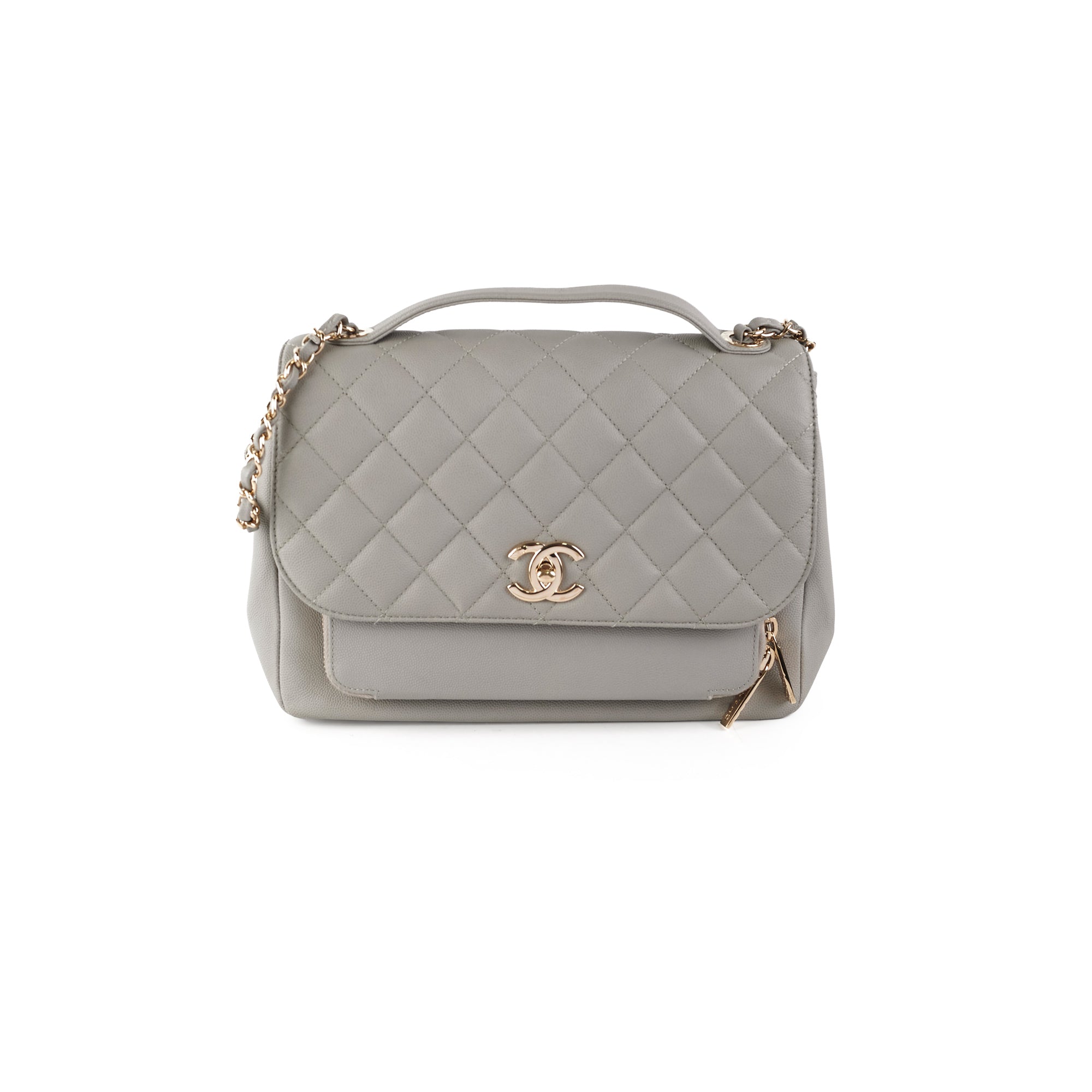 Chanel Medium Business Affinity Grey Caviar Leather Shoulder Bag - Luxury Designer Handbag for Women, Perfect for Work, Office & Everyday Use