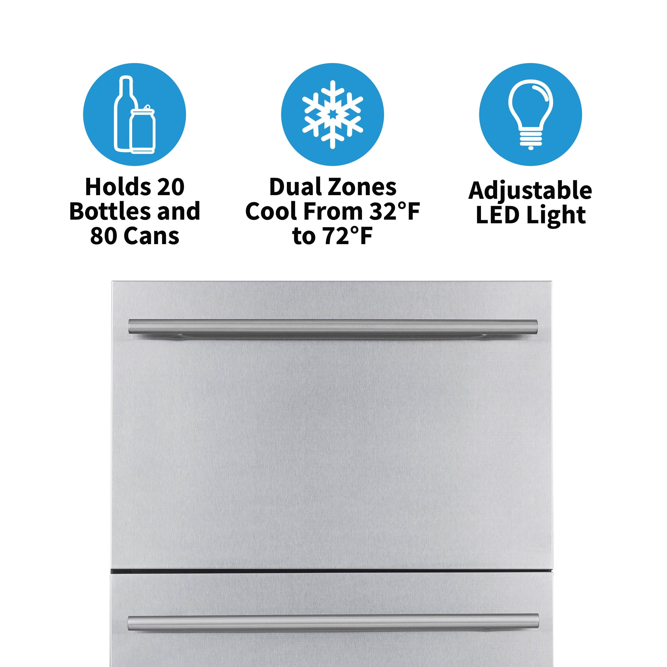 Newair® 80 Can 20 Bottle Built-In Beverage Cooler Refrigerator - Indoor/Outdoor Freestanding Mini Fridge for Beer, Wine & Soda - Perfect for Home Bar, Kitchen, Garage or Outdoor Entertaining