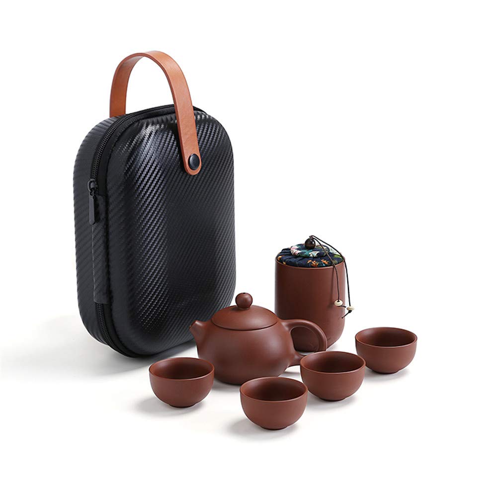 Premium Handmade Porcelain Kungfu Tea Set - Portable Travel Tea Set with Teapot, 4 Teacups & Tea Canister, Includes Travel Bag - Perfect for Home, Office, Camping & Outdoor Tea Ceremonies