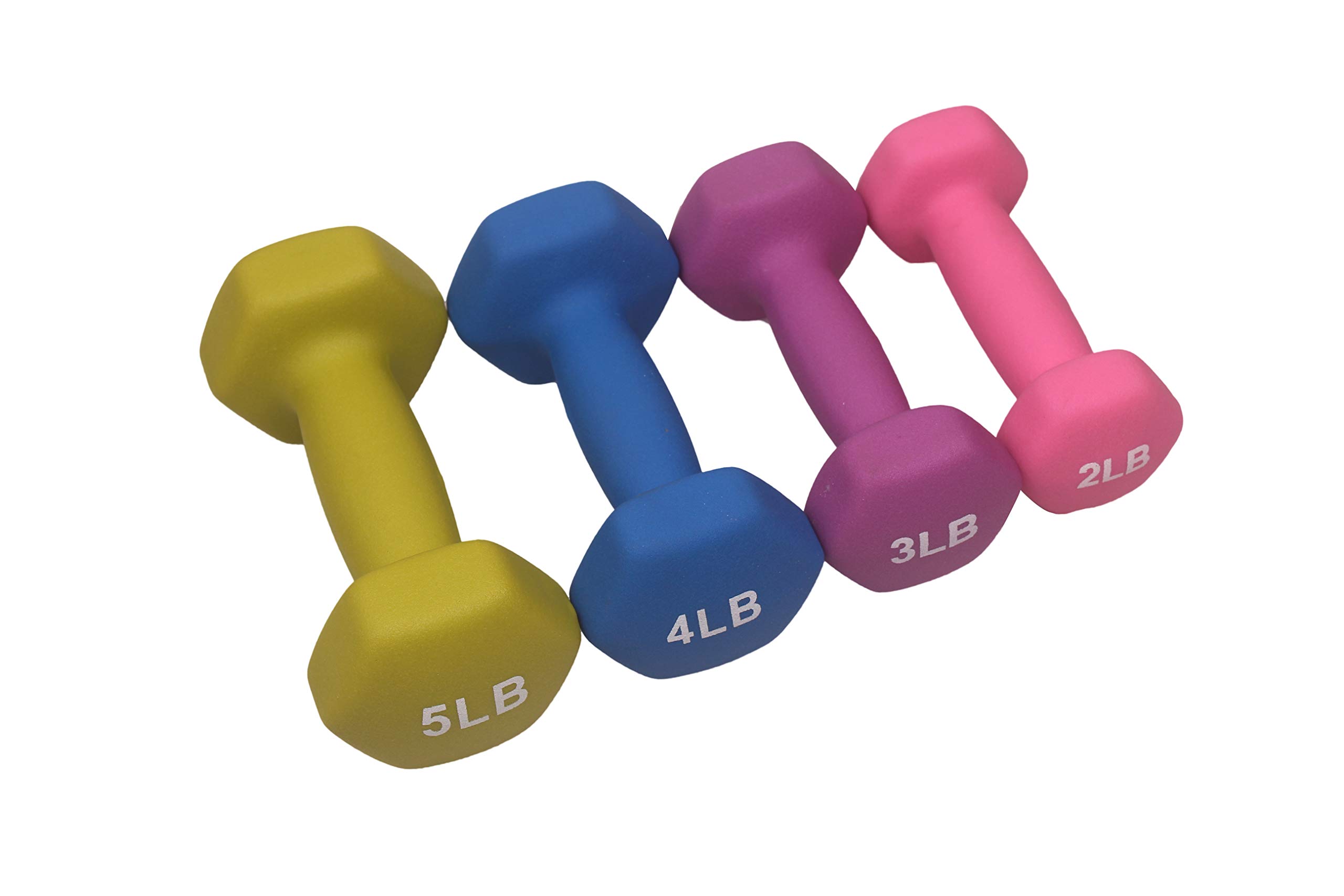 HEX Neoprene Dumbbell Set - Colorful Coated Hand Weights for Home Gym, Strength Training & Fitness Workouts