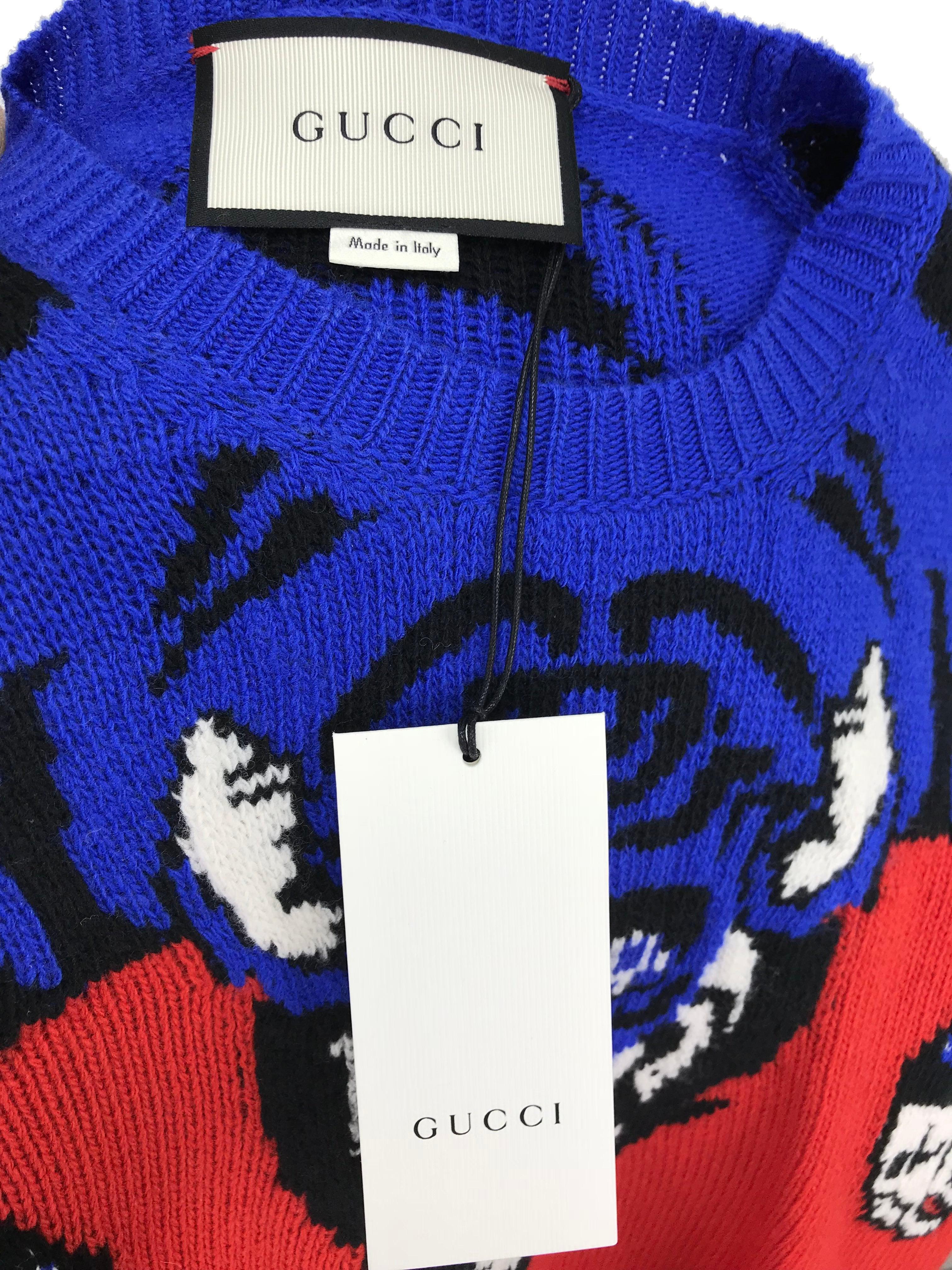 Gucci Tiger Wool Sweater for Women - Size S - New & Authentic - Luxury Winter Knitwear for Casual Outings & Holiday Parties