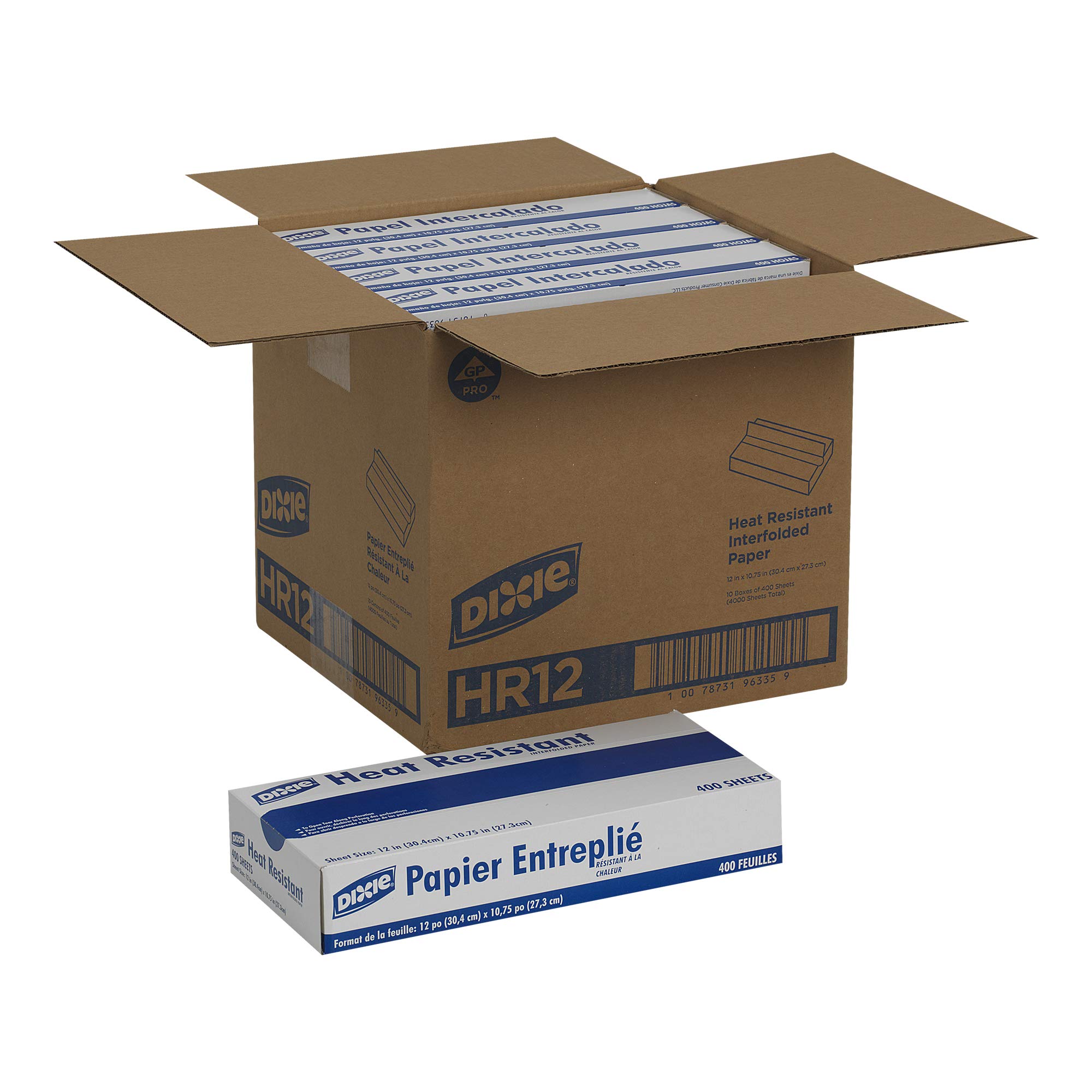 GP PRO Dixie Heat-Resistant Interfolded Paper Liners, White, 10.75 x 12 Inches, 4000 Count (10 Boxes of 400 Liners) – Ideal for Restaurants, Cafes & Food Service Businesses
