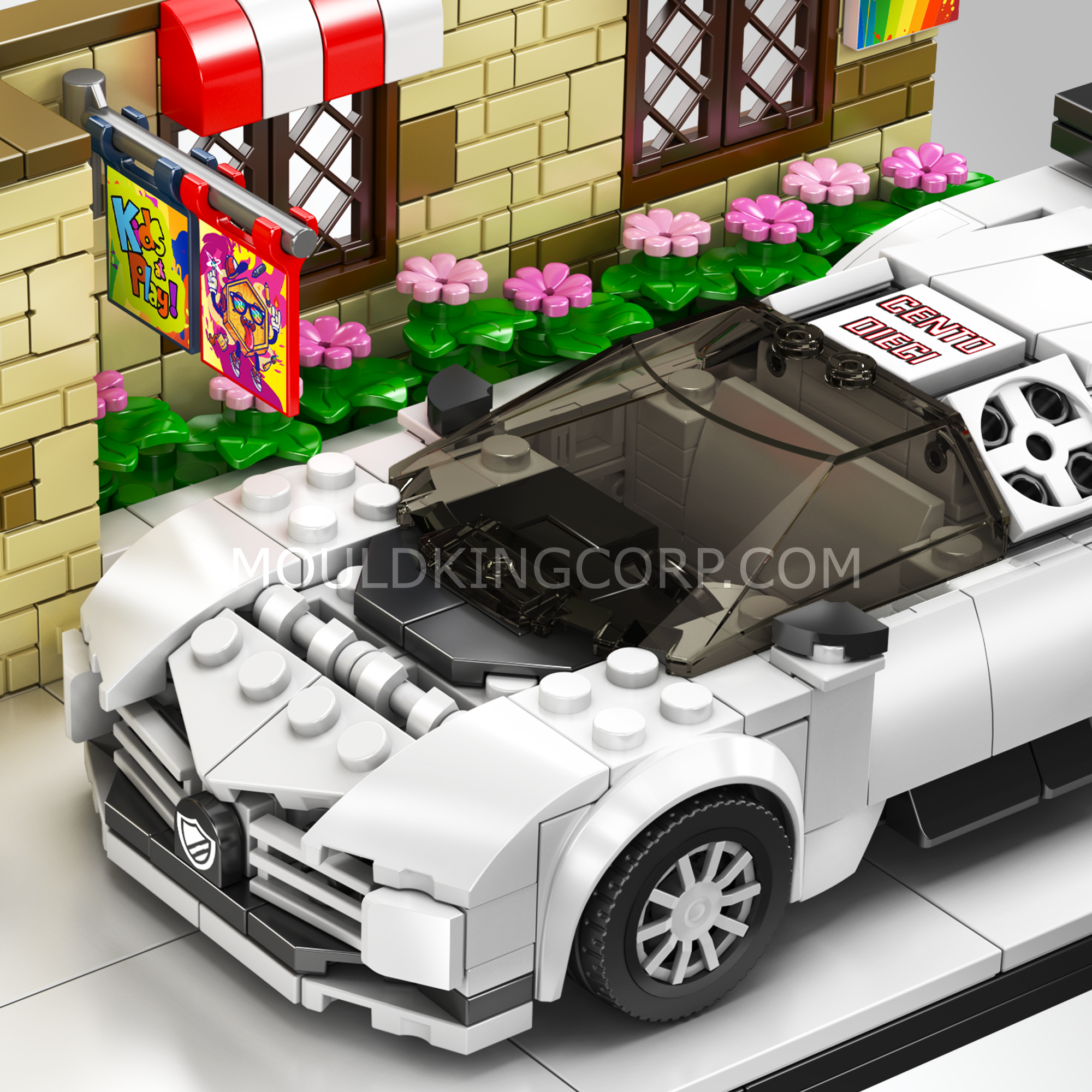 Mould King 24065 Street Side Centodieci Super Sports Car Building Set - 588 Pcs DIY Model Kit for Adults & Teens | Collectible Display Toy for Home Office Decor, Gift for Car Enthusiasts