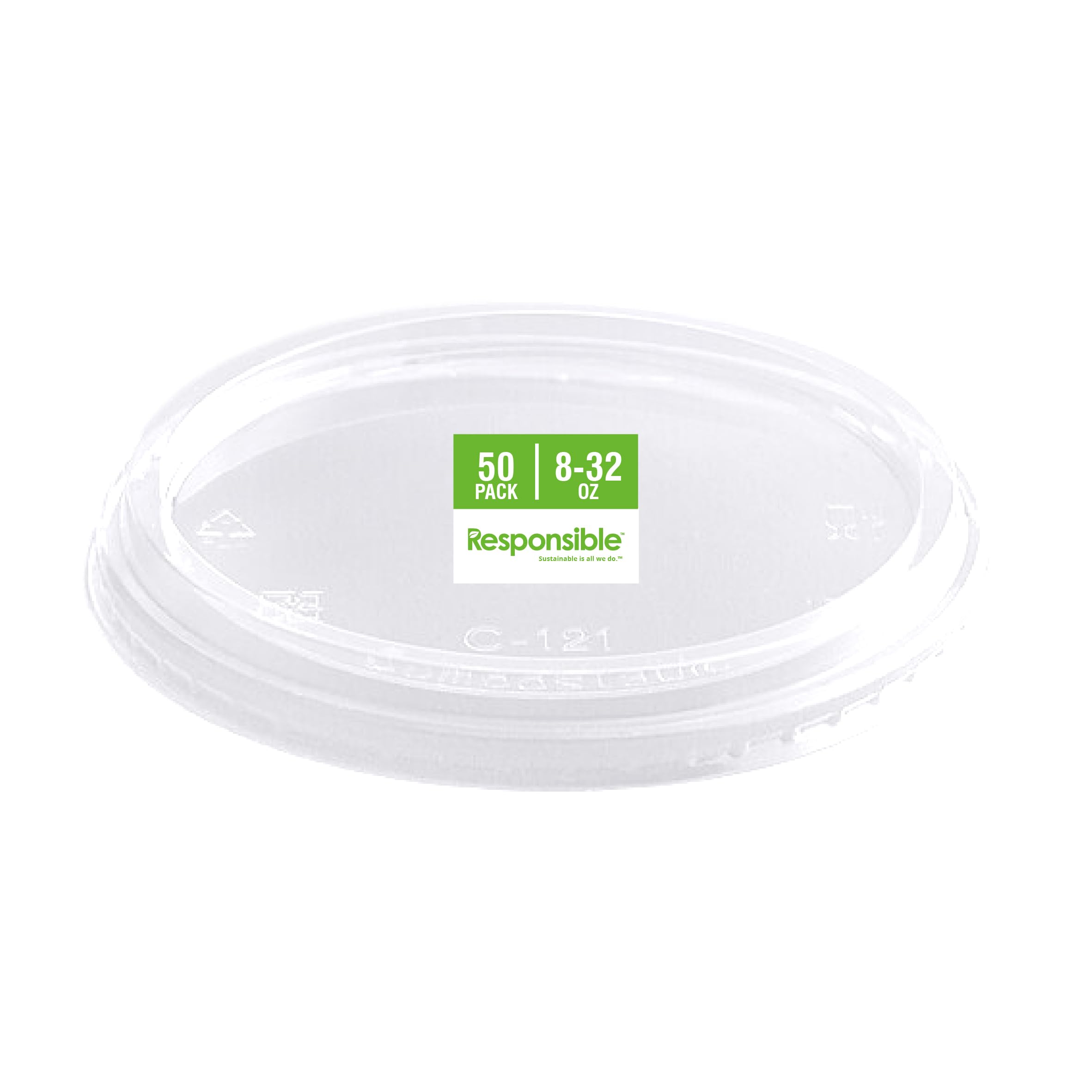 Certified Compostable 8-32 oz Clear Round Deli Containers Lids - 100% American Biobased Materials, PFAS-Free & BPA-Free (50 Count) - Perfect for Food Storage, Meal Prep, and Eco-Friendly Takeout Containers