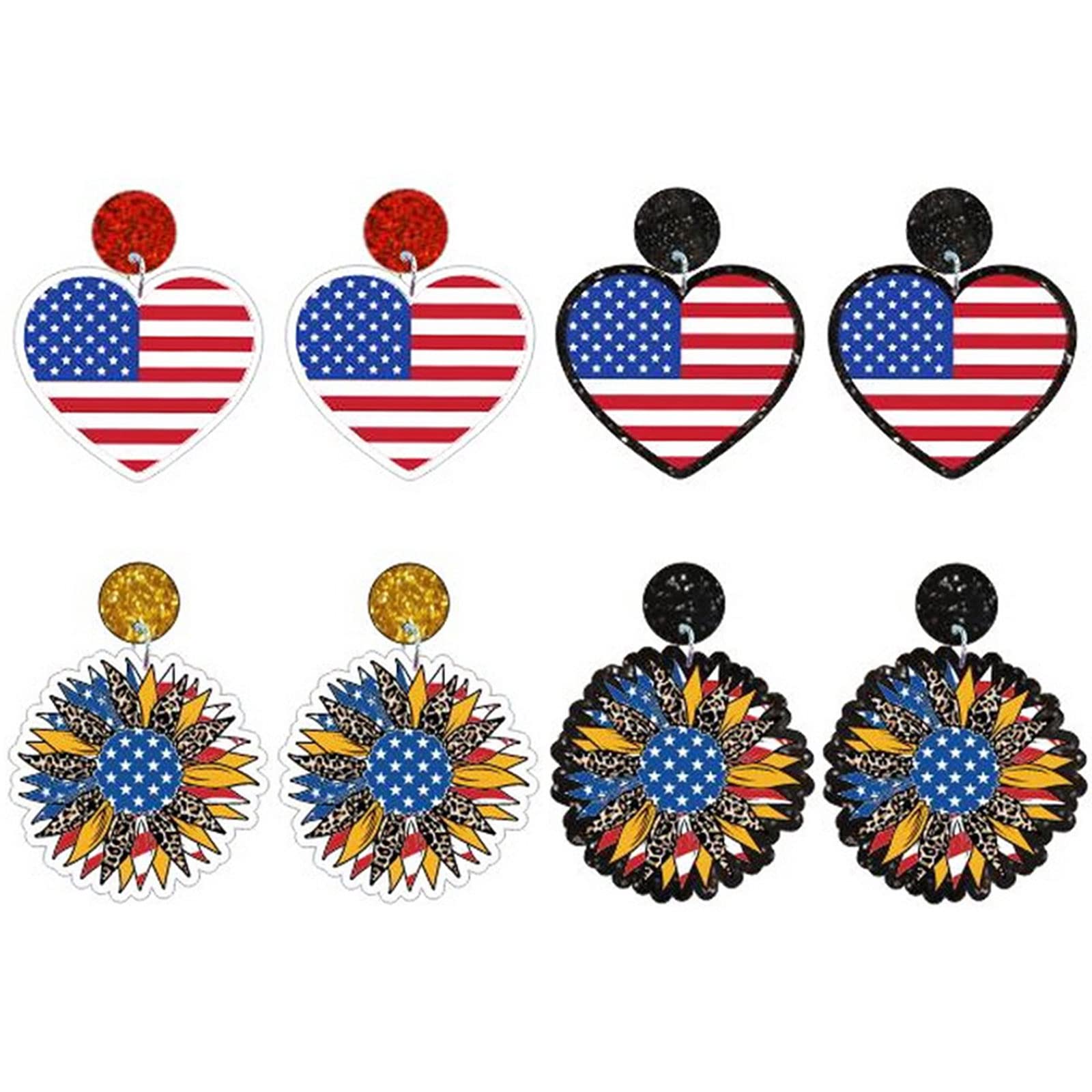 4th of July Patriotic Earrings for Women - Red White Blue American Flag Jewelry - Independence Day Accessories for Teen Girls & Women - Perfect for 4th of July Outfits, Parties, and Holiday Celebrations