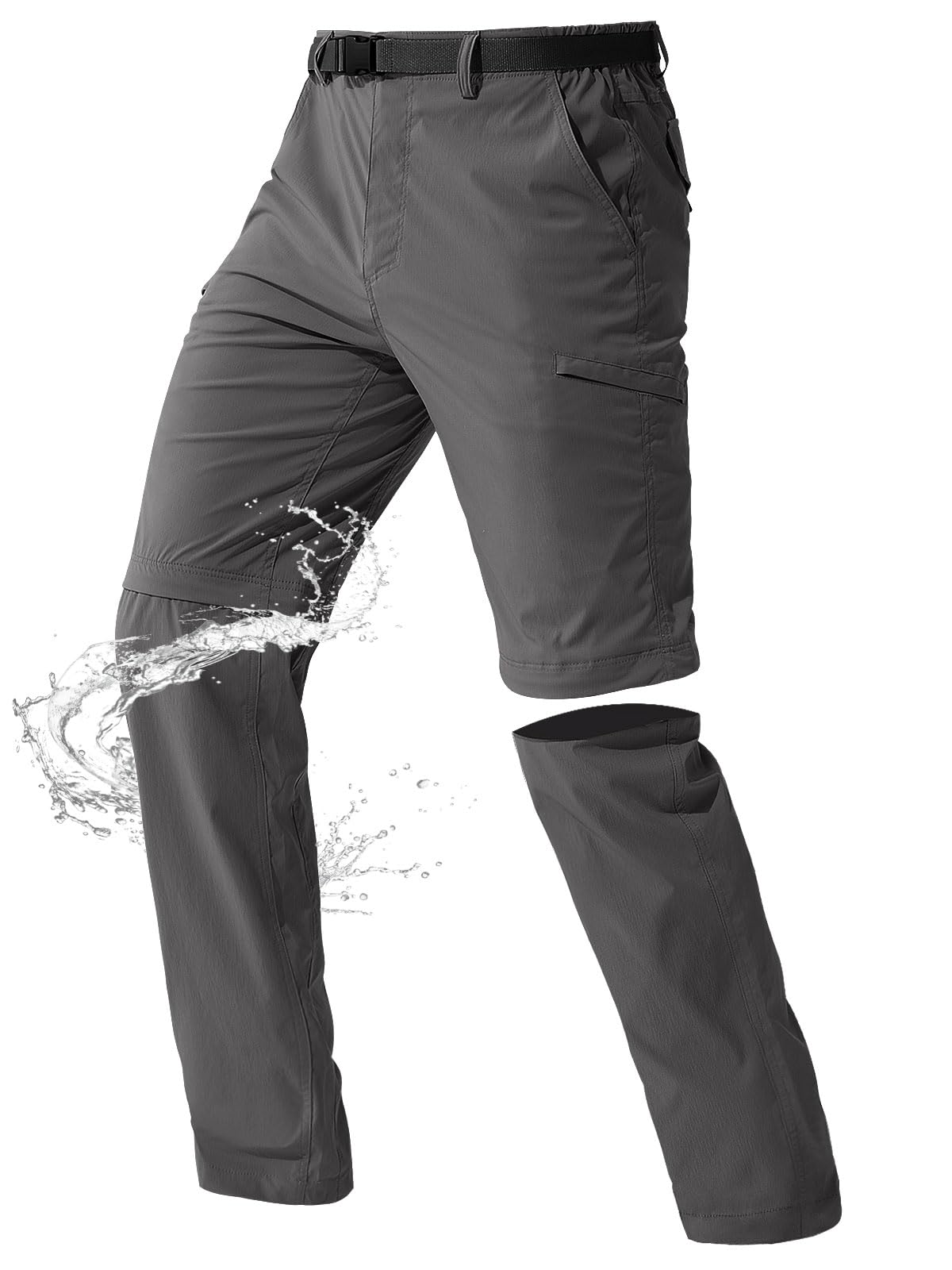 FREE SOLDIER Men's Outdoor Convertible Hiking Pants - Lightweight Quick-Dry Tactical Cargo Pants with Belt, Nylon Spandex Blend - Perfect for Hiking, Camping & Outdoor Adventures