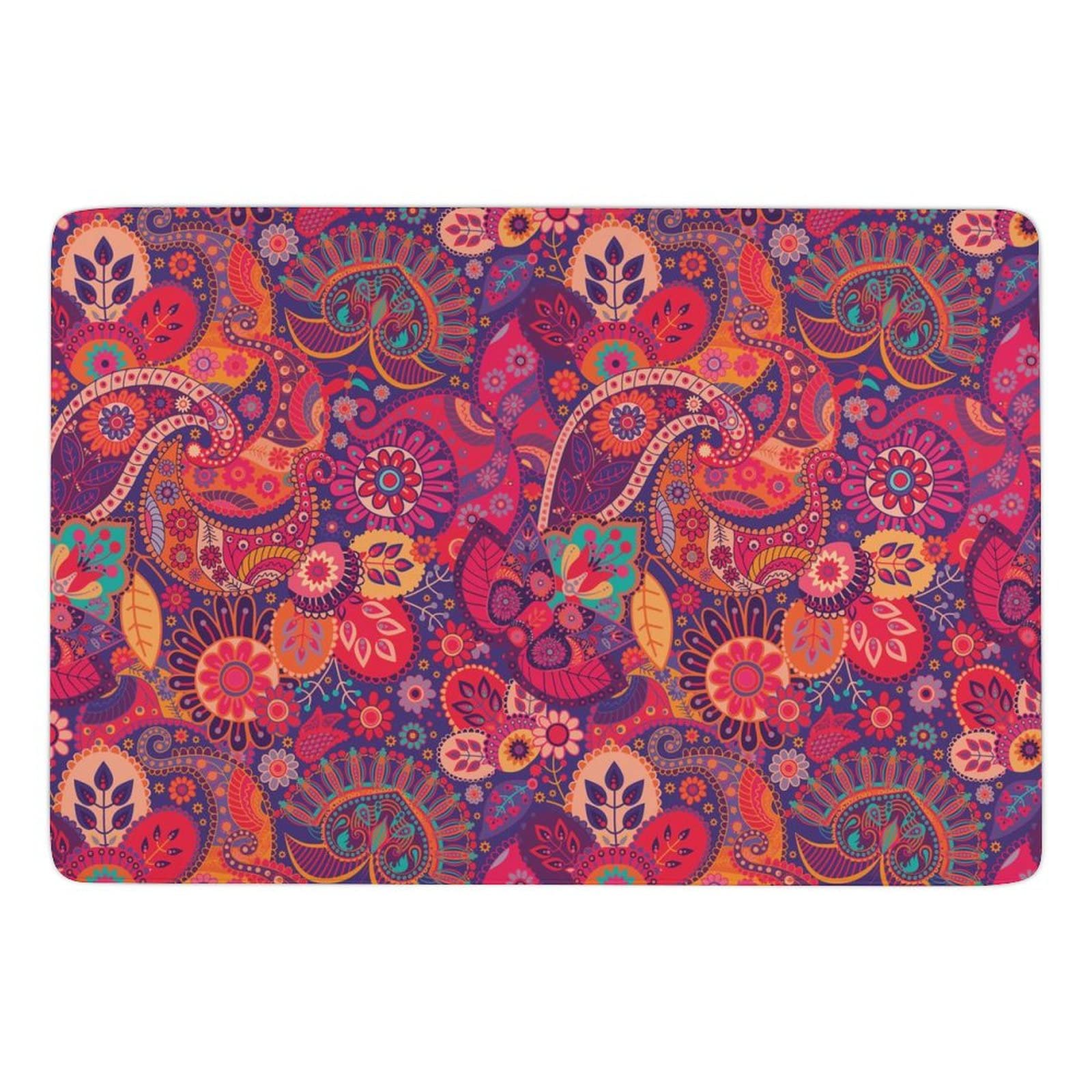 Boho Paisley Floral Aztec Kids Rug - Non-Slip Foldable Area Carpet 5x6.5ft for Girls Teens - Soft Floor Mat for Bedroom, Living Room, Nursery, Playroom, Dorm & Dining Room Decor - Perfect for Cozy Home & Boho Style Room Design