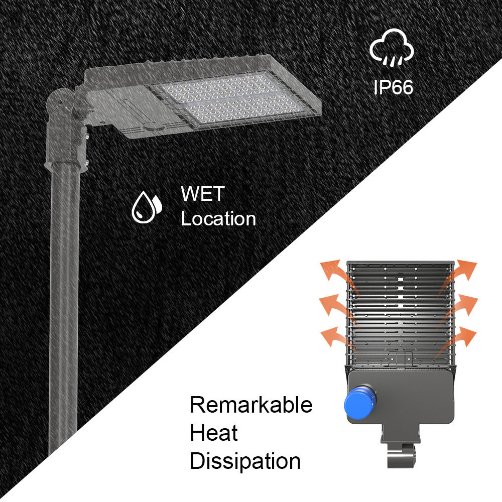 Konlite LED Parking Lot Light 250W 35,000 Lumens 5000K Daylight White 120-277V - Energy Saving 1000W Equivalent - Ideal for Commercial Parking Lots, Warehouses & Outdoor Security Lighting