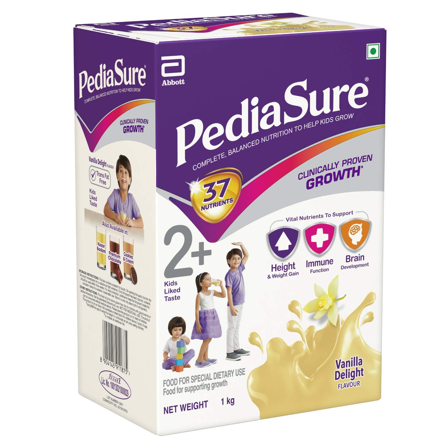 PediaSure Vanilla Delight Nutritional Drink Powder 1Kg (35.2Oz) in Plastic Jar - Complete Nutrition for Kids Ages 2-10 Years - Supports Growth & Immune Health - Perfect for Breakfast, Snacks or Picky Eaters