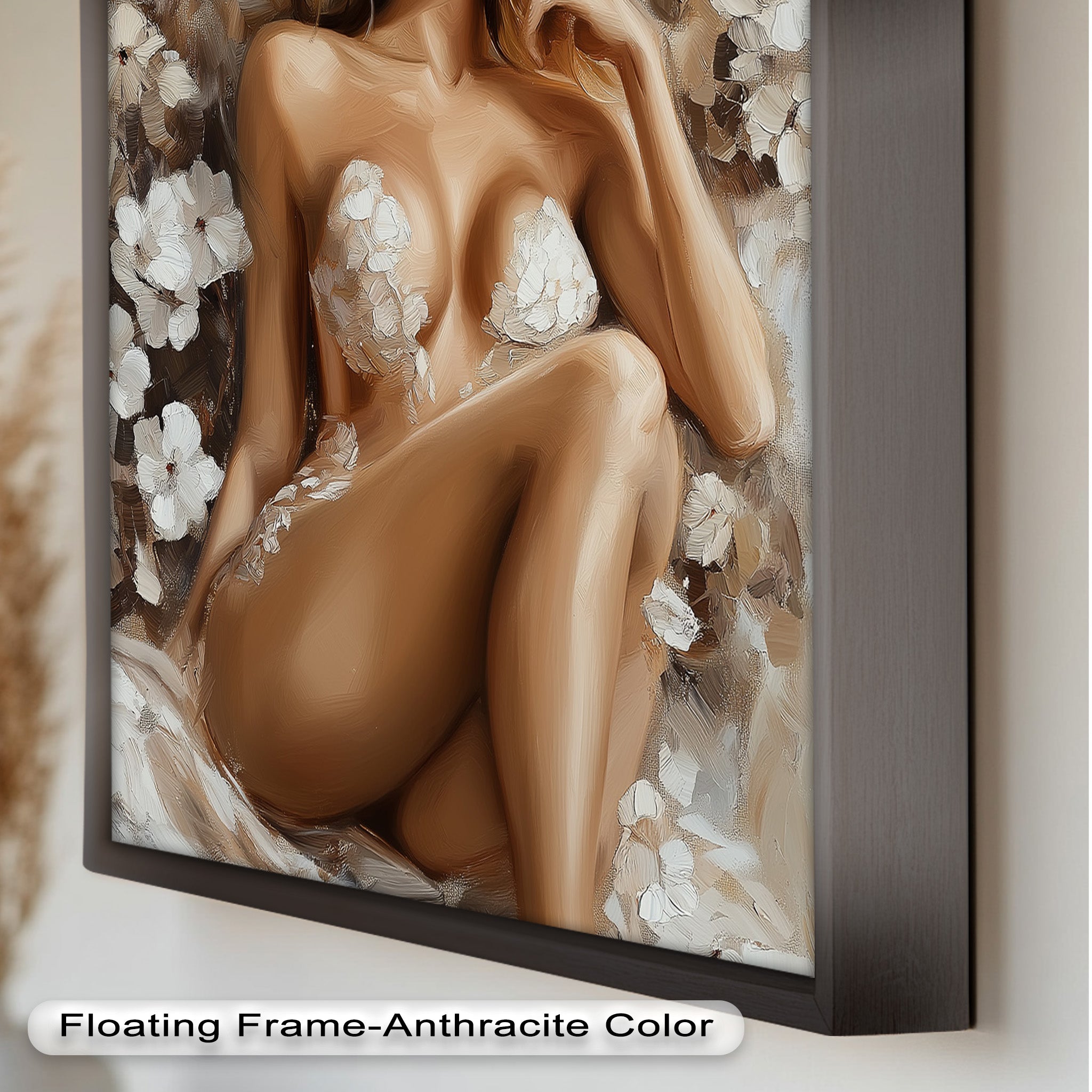 Blossom Muse Romantic Nude Oil Painting - Handmade Canvas Art for Home Decor, Bedroom & Living Room Wall Art