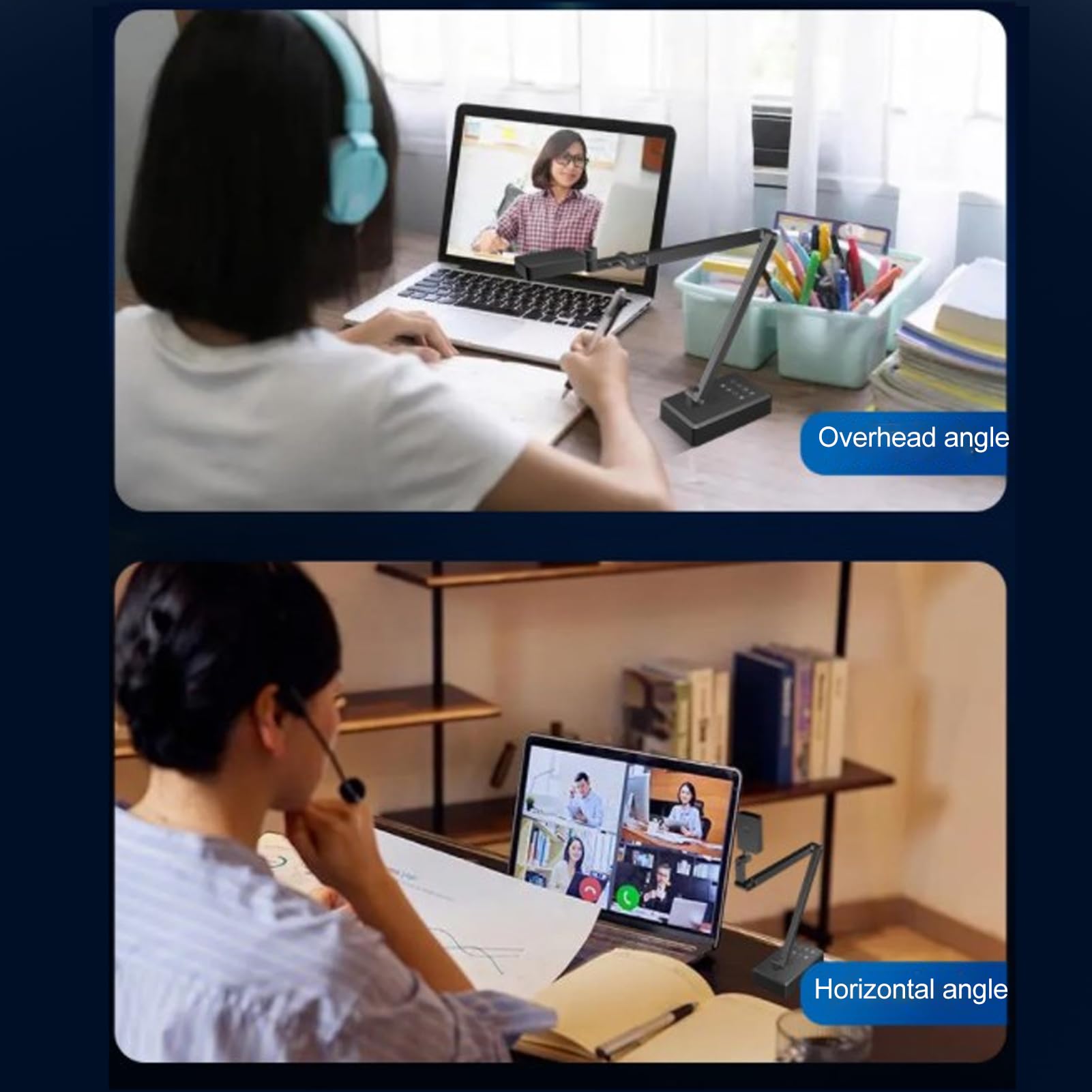 4K Ultra HD USB Document Camera - Foldable 360° Rotating Scanner with Adjustable Base & 3-Level LED Lighting | Portable for Windows, Mac OS X & Chrome | Perfect for Online Teaching, Remote Work & Document Digitizing