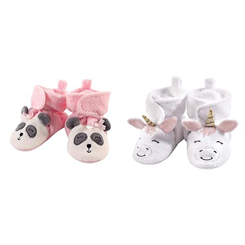 Cozy Fleece Booties for Baby Girls 12-18 Months - Panda & Unicorn Design for Winter Comfort