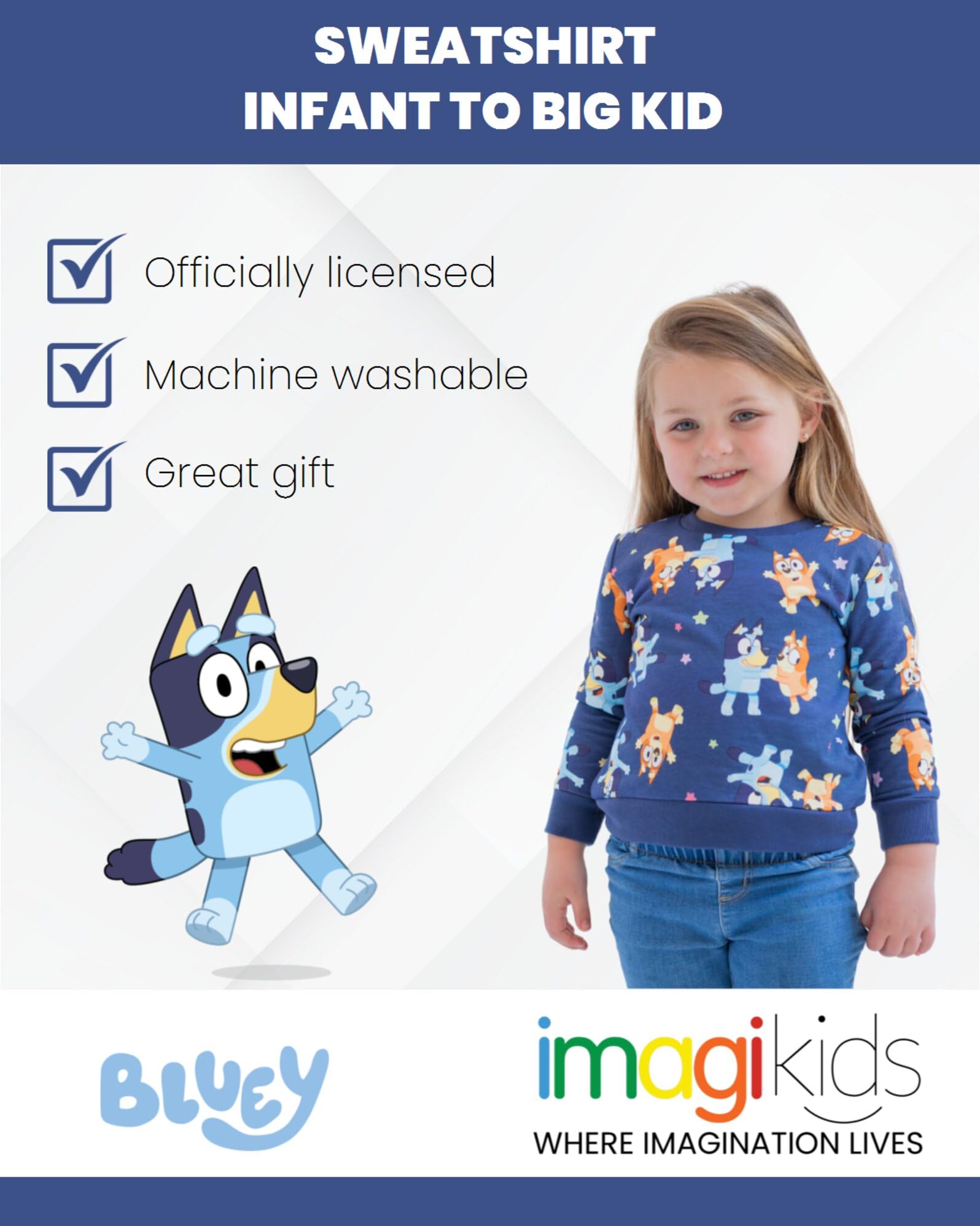 Bluey and Bingo Cartoon Character Sweatshirt for Kids - Soft & Comfortable Pullover for Infants to Big Kids - Perfect for Playdates, School, and Family Outings