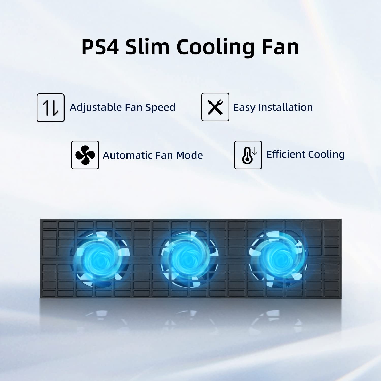 Mcbazel DOBE Smart External Auto Temperature Control 3-Fan Cooling System for PS4 Slim Gaming Console - Compatible with PS4 Slim Only (Not for PS4/PS4 Pro) - Prevent Overheating for Long Gaming Sessions