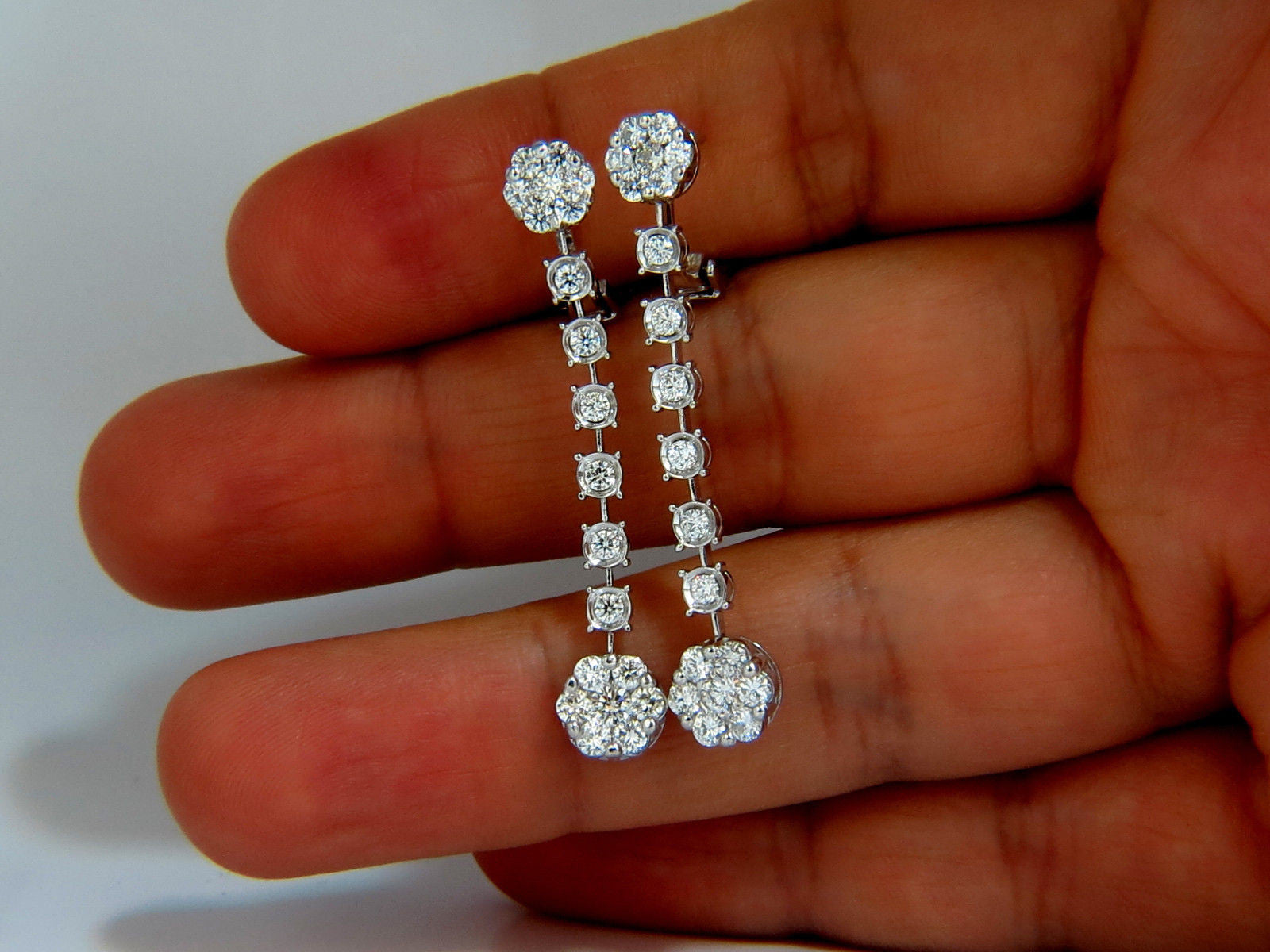 1.70ct Natural Round Diamond Floating Cluster Dangle Earrings with Omega Back - Perfect for Weddings, Parties & Special Occasions