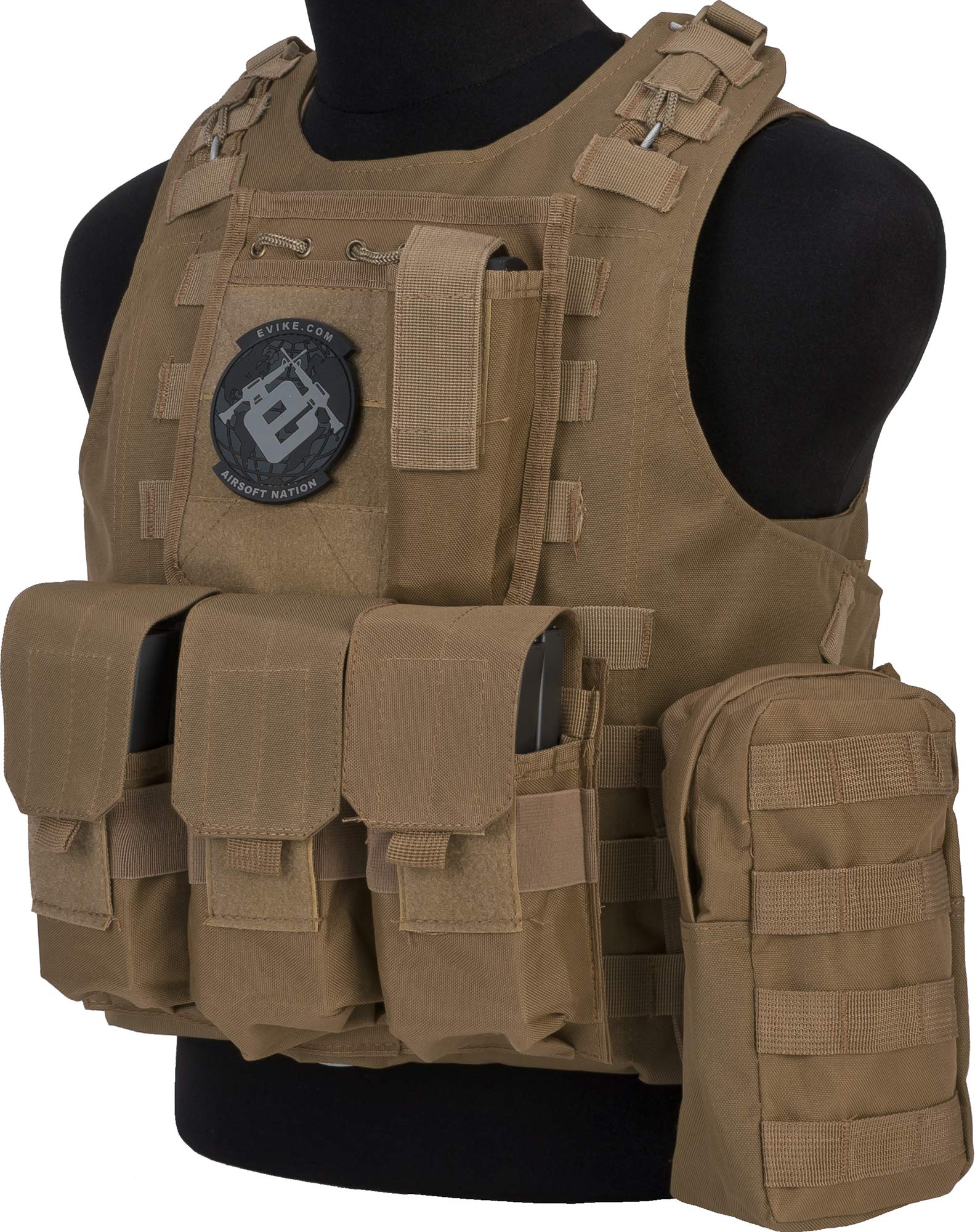 Evike Airsoft Avengers Milsim Style MOD-II Tactical Quick Release Body Armor Vest - Military Simulation Gear for Airsoft Games & Outdoor Training