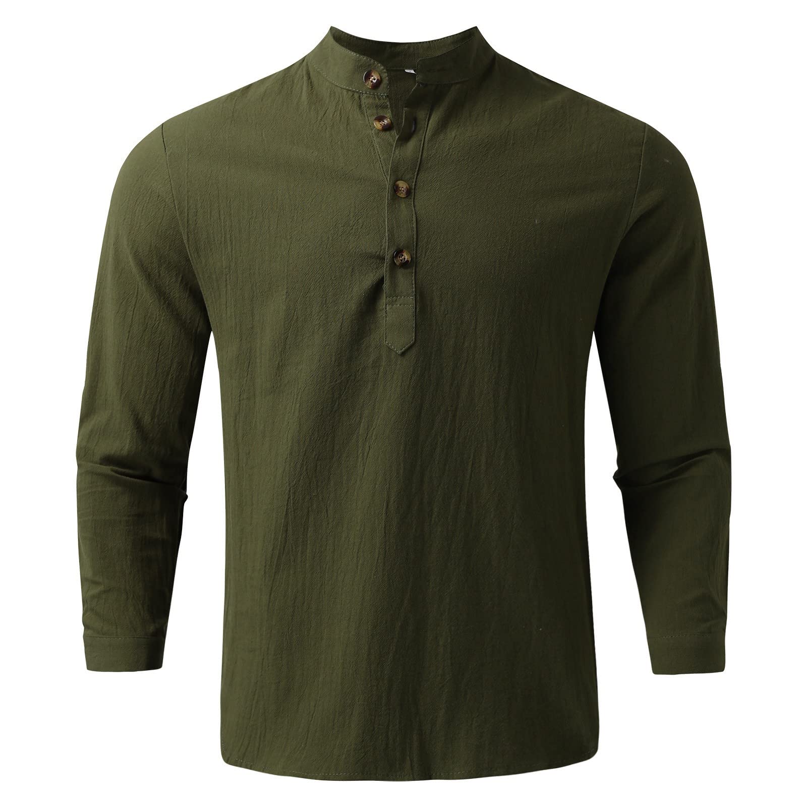 Men's Solid Color Poplin Dress Shirt - Round Neck Casual Long Sleeve Top for Office, Wedding & Formal Events - Black
