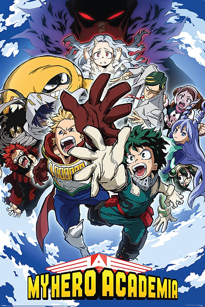 My Hero Academia Anime Poster - 24x36 Inch Framed Manga Wall Art Decor for Bedroom, Living Room & Office - All Might & Deku Action Scene
