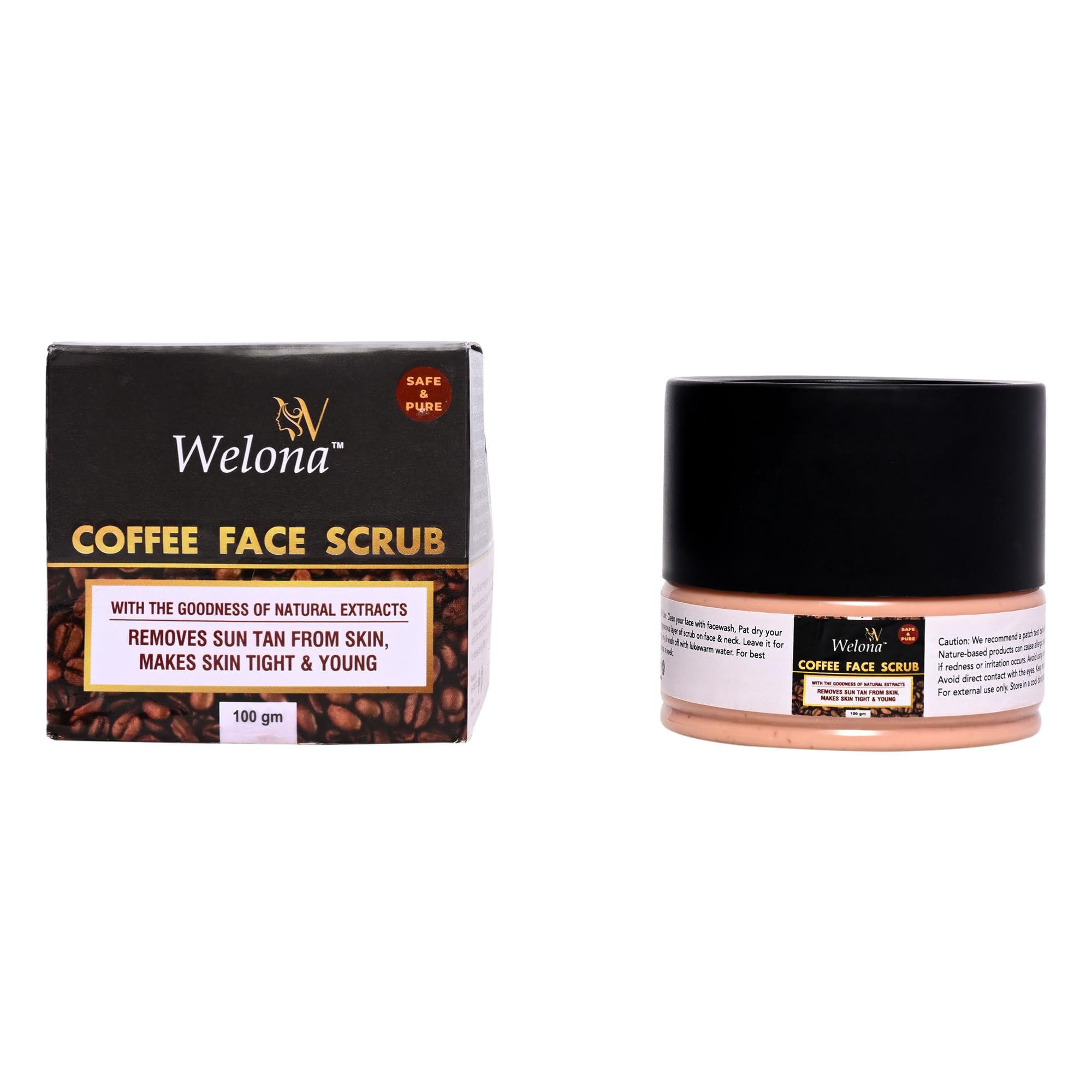 Welona Coffee Tan Removal Face Scrub (100g) - Natural Exfoliating Scrub for Blackheads, Whiteheads & Dead Skin | Detan Pack for Men & Women | Brightens Skin & Reduces Pigmentation | Perfect for Daily Skincare Routine & Post-Sun Care