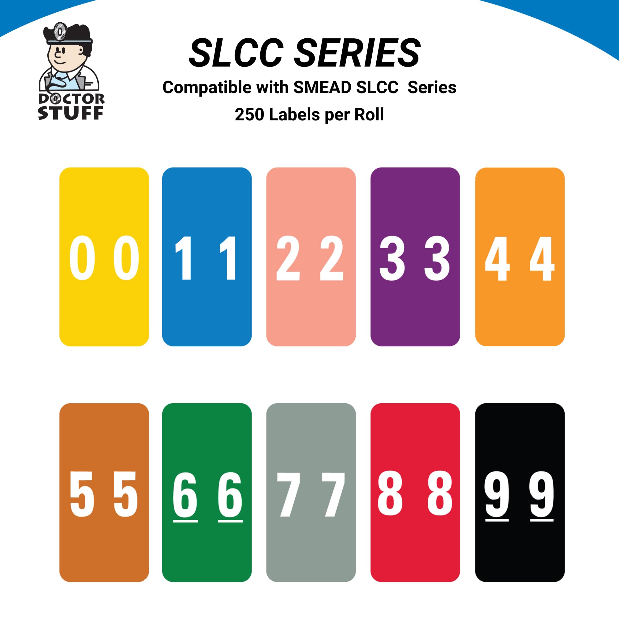 Doctor Stuff - File Folder Labels, Number 1, Compatible with SMEAD LCC - SLCC Series Chart Stickers, Blue, 2