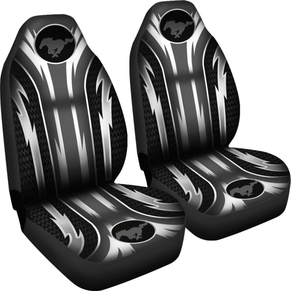 Premium 2-Piece Front Mustang Seat Covers in Grey (Fits 144627) - Durable Car Seat Protectors for Ford Mustang | Perfect for Daily Commuting, Road Trips & Car Shows