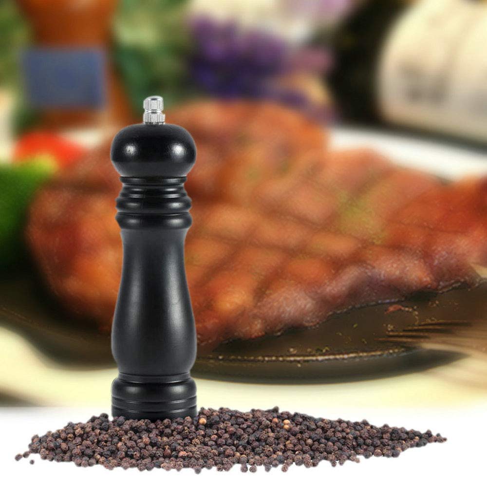 Premium Wooden Salt and Pepper Grinder Set - Adjustable Coarseness Ceramic Core Manual Spice Mill - 8 Inch Solid Kitchen Condiment Grinders for Cooking, BBQ, Dinner Parties & Outdoor Picnics