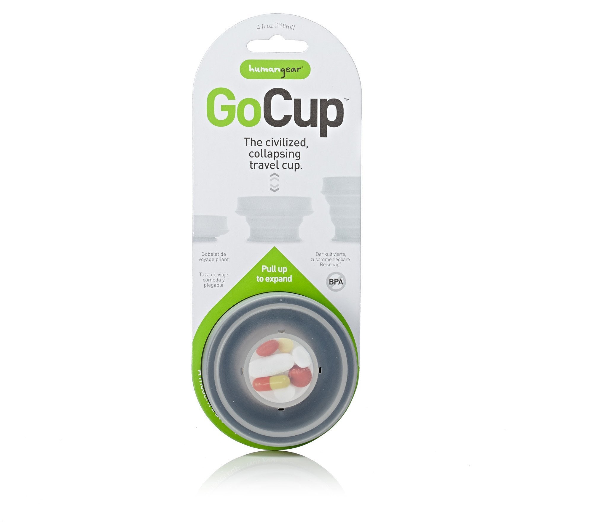 Humangear GoCup 4oz (118mL) Collapsible Travel Cup - Compact, Leak-Proof Drinking Cup for Camping, Hiking, Backpacking & Outdoor Adventures