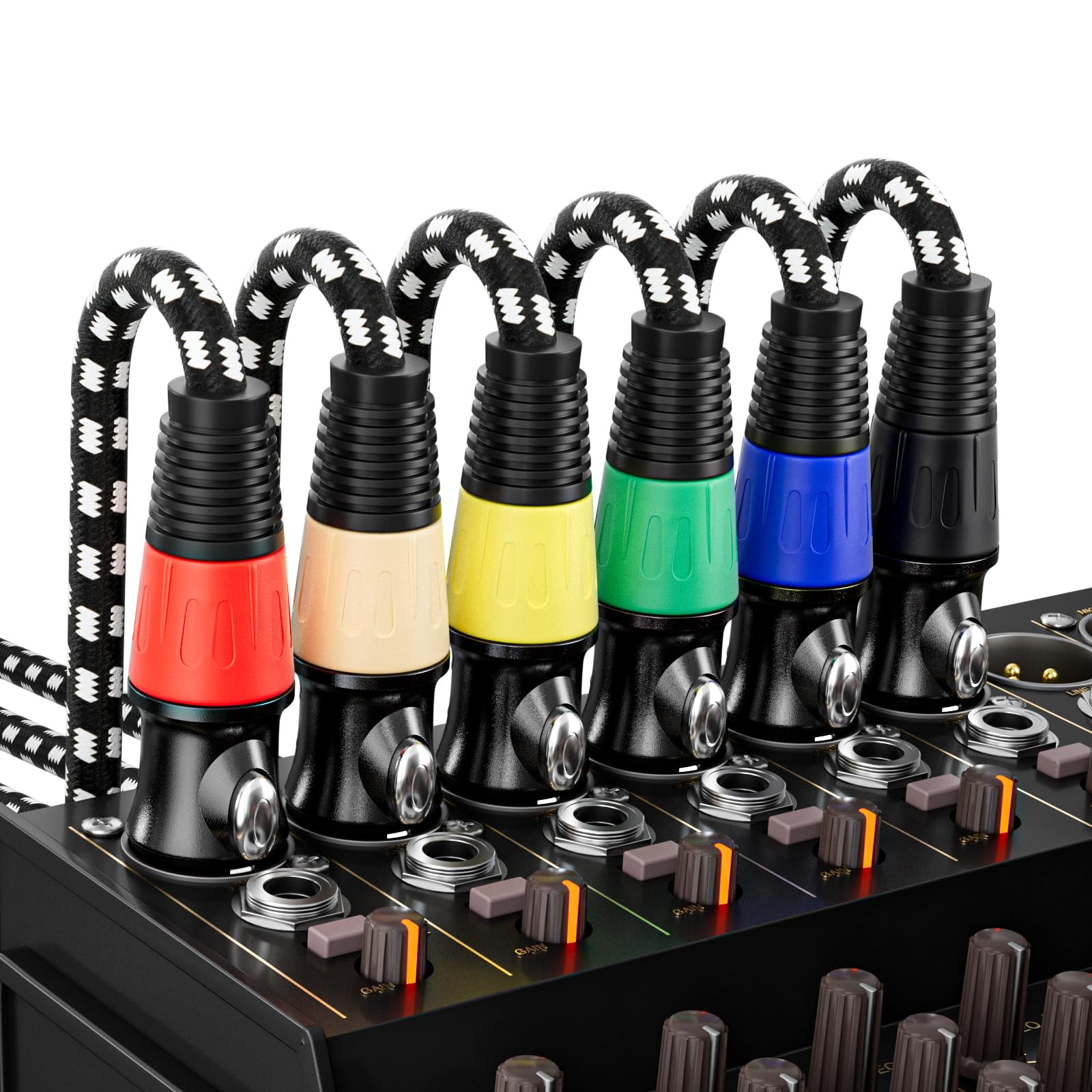 EBXYA 25ft XLR Cable 6-Pack - Gold Plated 3-Pin XLR Male to Female Microphone Cable - Professional Balanced Audio Cable for Mixers, Amplifiers, Recording Studios - Perfect for Live Performances & Home Studios