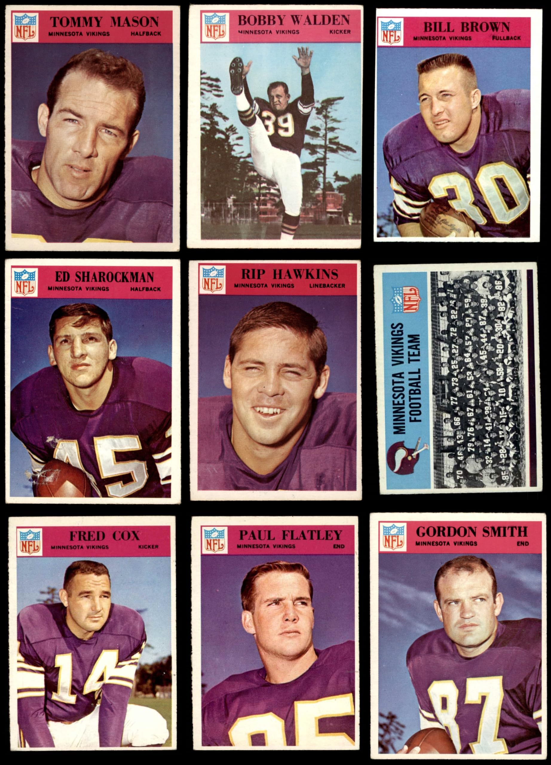 1966 Philadelphia Minnesota Vikings Football Team Trading Card Set - VG+ Condition - Collectible NFL Memorabilia for Sports Fans and Card Collectors - Perfect for Display, Gifts, and Investment