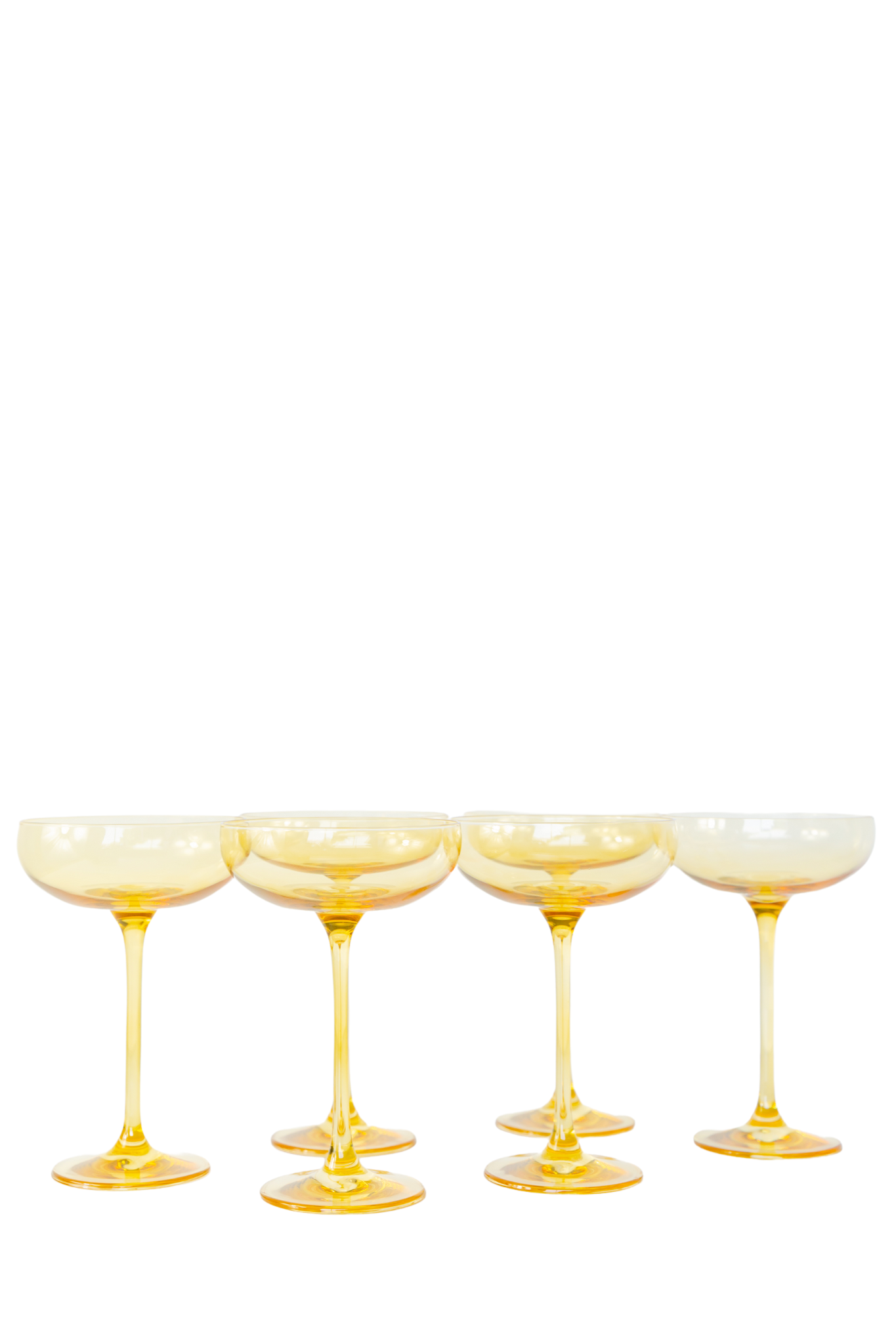 Estelle Colored Champagne Coupe Glasses Set of 6 - Elegant Yellow Stemware for Wedding, Party & Special Occasions