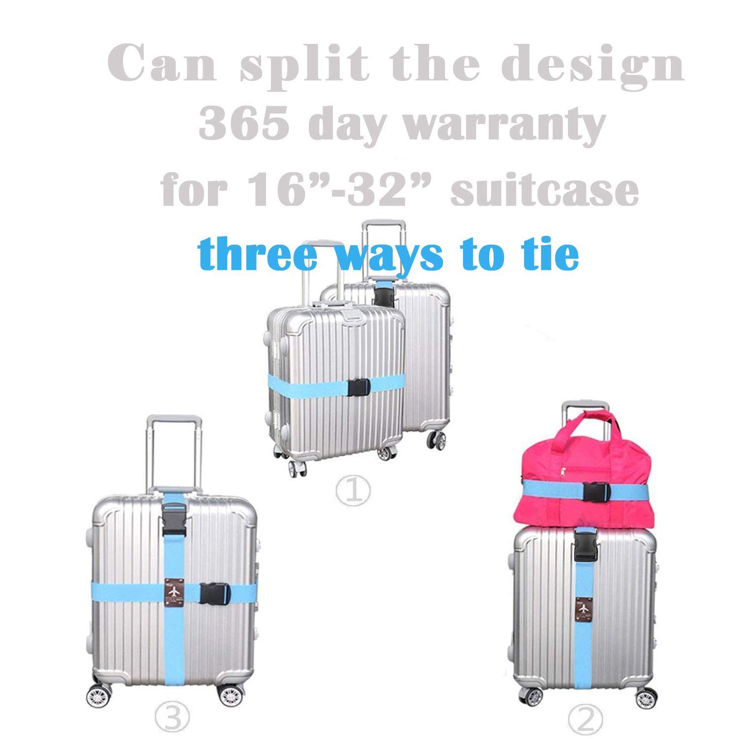 Premium Luggage Straps for Suitcases - Adjustable Travel Bag Straps with Secure Locking Buckles - Perfect for Airplane Travel, Cruise Vacations & Business Trips