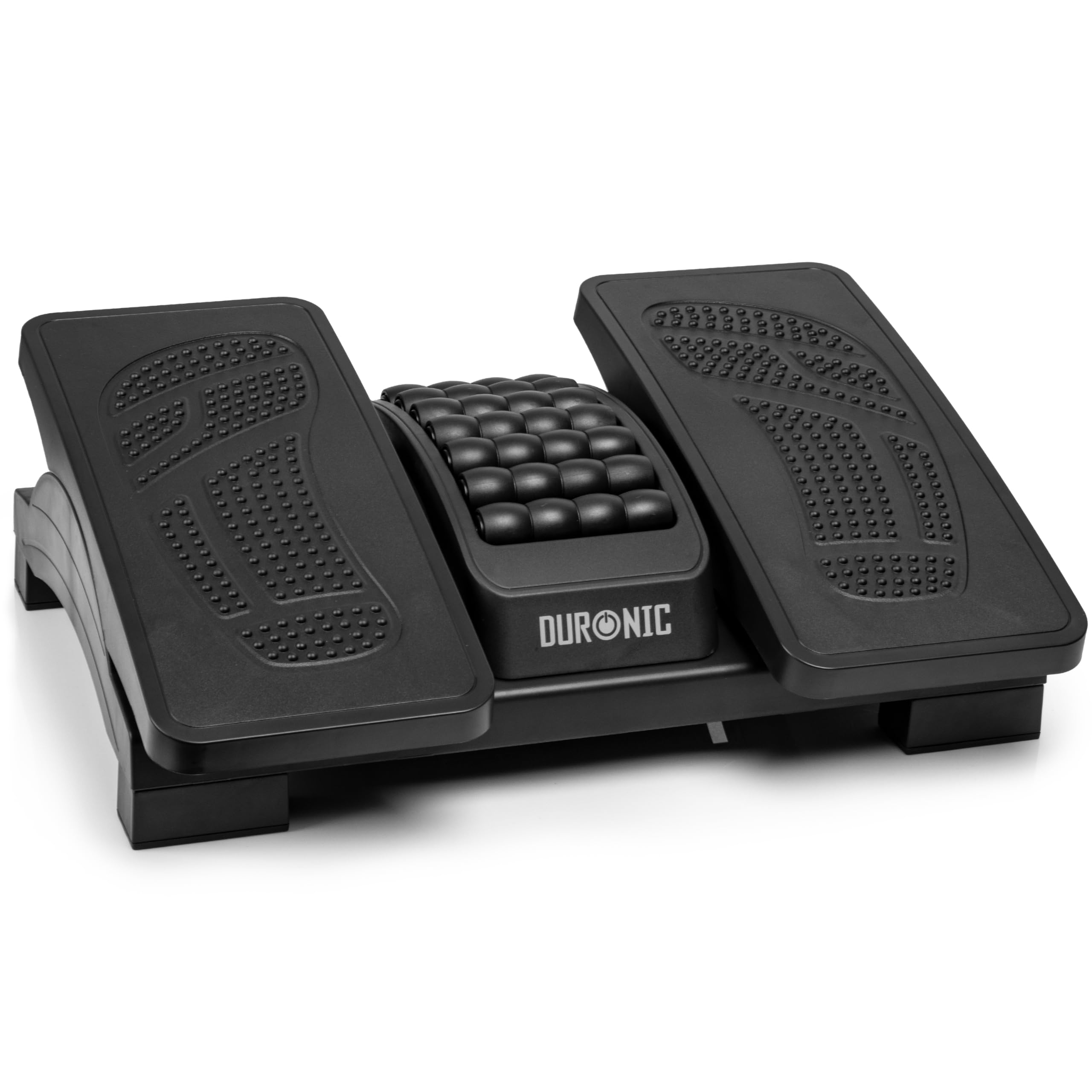 Duronic FT04 Ergonomic Footrest - Adjustable Height & Tilt Foot Rest with Massage Rollers & Textured Surface for Pain Relief - Ideal for Office, Home & Student Use - Perfect Under Desk Foot Support for Long Work Hours & Gaming Sessions