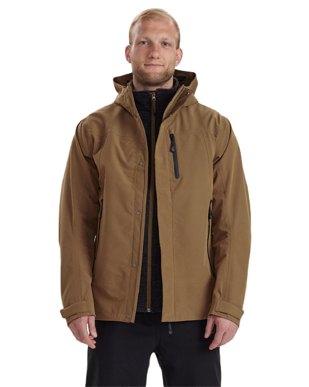 Deerhunter Sarek Waterproof Shell Jacket with Hood - Lightweight Hiking & Outdoor Adventure Windbreaker for Men & Women