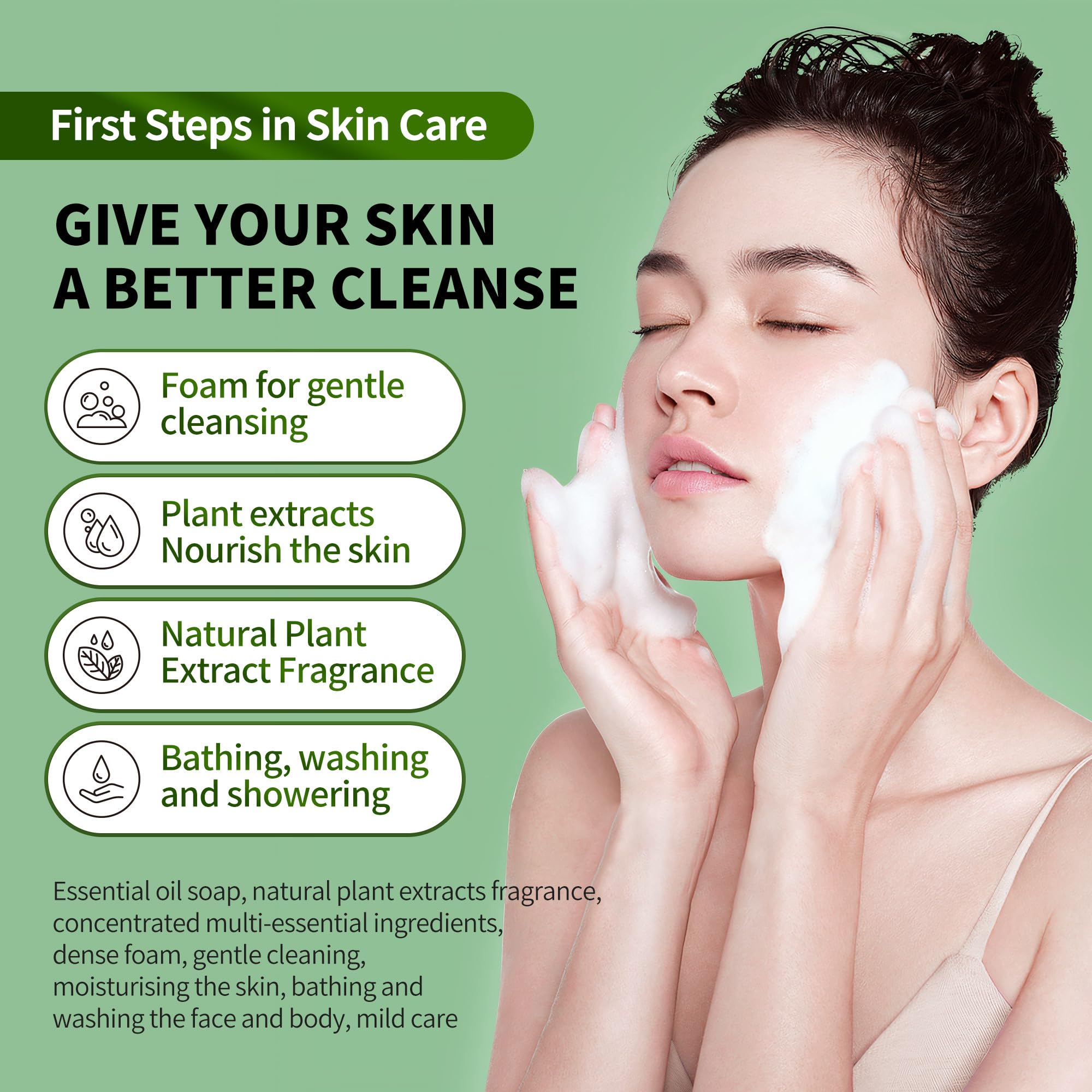Nourishing Skin Soap with Natural Plant Extracts - Brightening, Antioxidant & Tightening Formula Reduces Wrinkles, Balances Oil & Gently Cleanses | Face & Body Cleanser for Delicate Soft Skin | Perfect for Daily Skincare Routine & Sensitive Skin Care