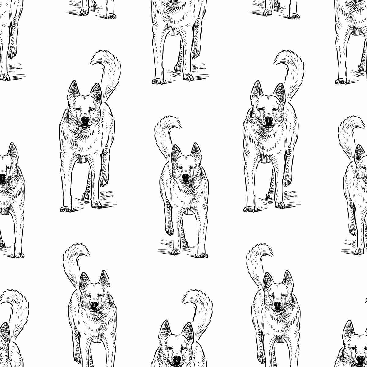 Black and White Dog Pattern Peel and Stick Removable Wallpaper - Self-Adhesive Decorative Wall Covering for Pet Lovers, Nursery, Living Room, Bedroom Decor