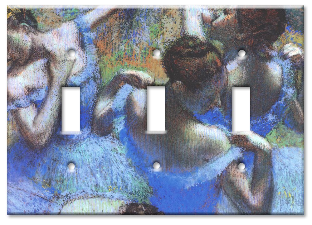 Degas Behind the Scenes Art Switch Plate - Triple Toggle Light Switch Cover - French Impressionist Home Decor for Living Room, Bedroom & Office