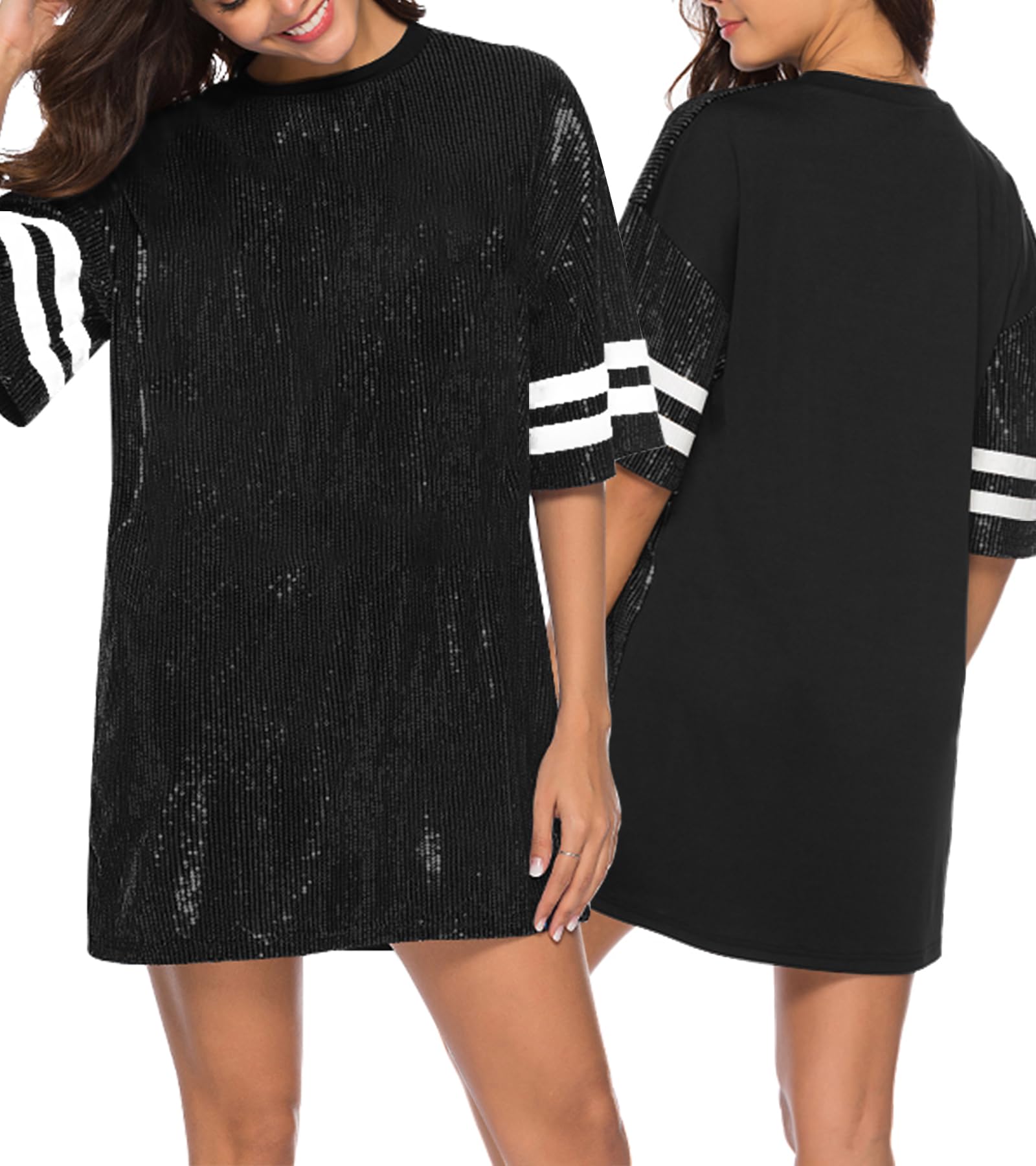 PORRCEY Junior Girls' Short Sleeve Sequin Party Dress Shirt - Sparkly Fun Top for Birthday, Dance, Prom & Special Occasions