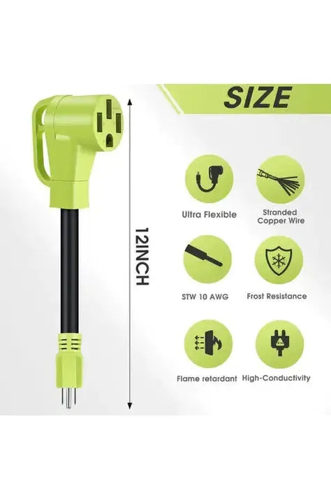 AMPROAD NEMA 5-15P to 14-50R EV Charger Adapter - Compatible with Tesla, Chevy, Nissan Electric Vehicles - Perfect for Home & Travel Charging