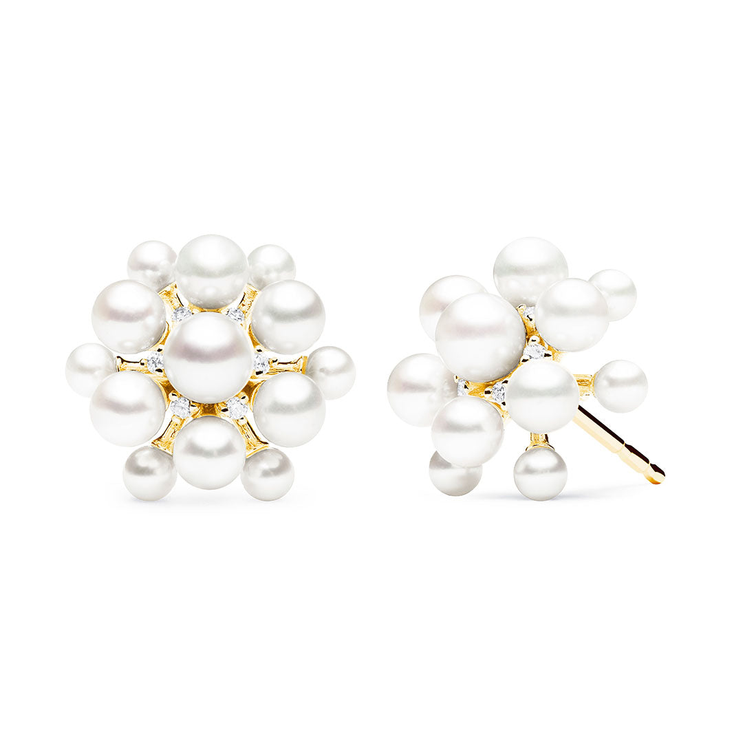 Paul Morelli Pearl & Diamond Orbit Earrings – Elegant 18K Gold Hoop Earrings for Women, Perfect for Weddings, Parties & Special Occasions