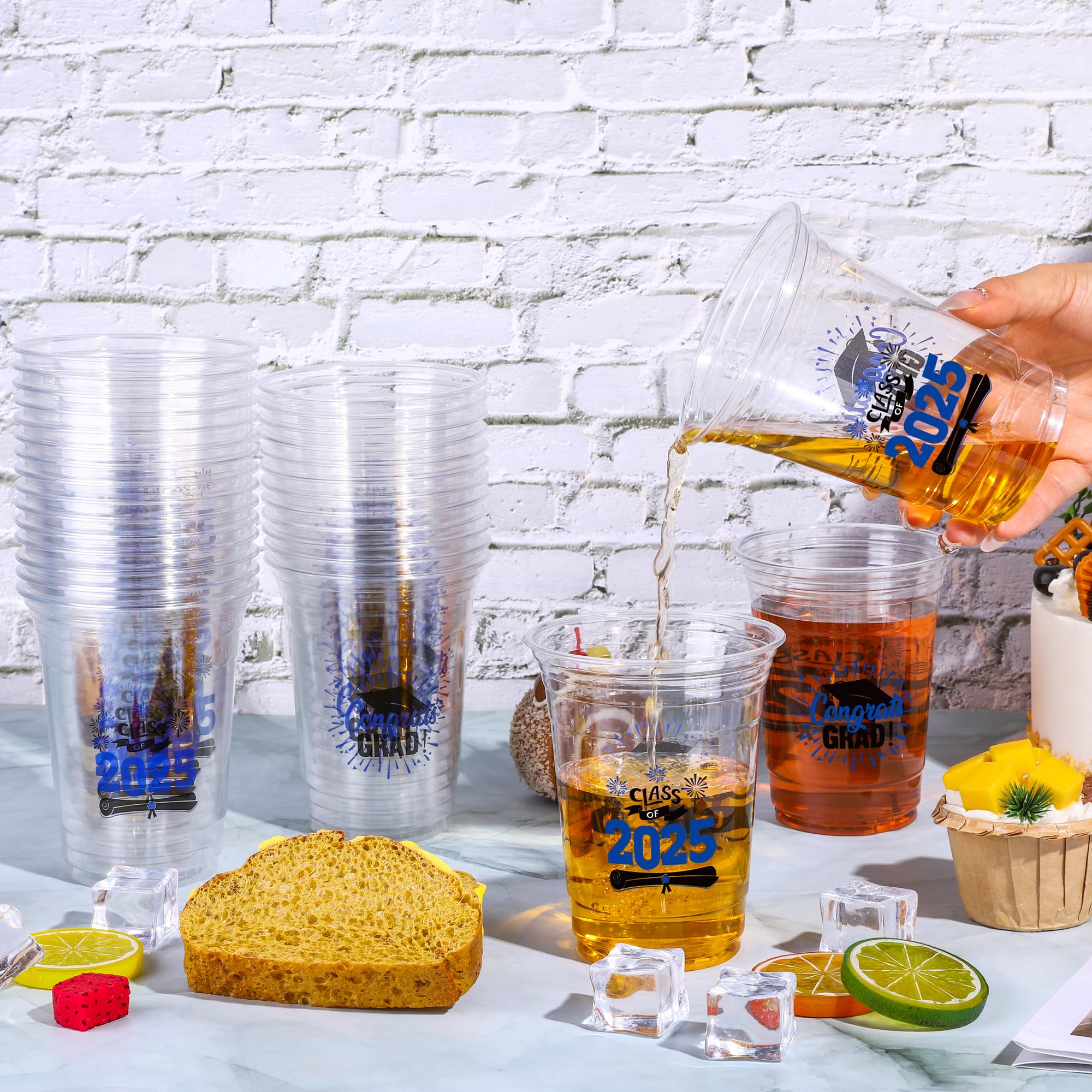 120 Pack 16oz Disposable Graduation Cups - Blue Plastic Drinking Cups for Graduation Party Supplies, Favors & Celebrations - Perfect for Graduation Ceremonies, School Parties & Commencement Events