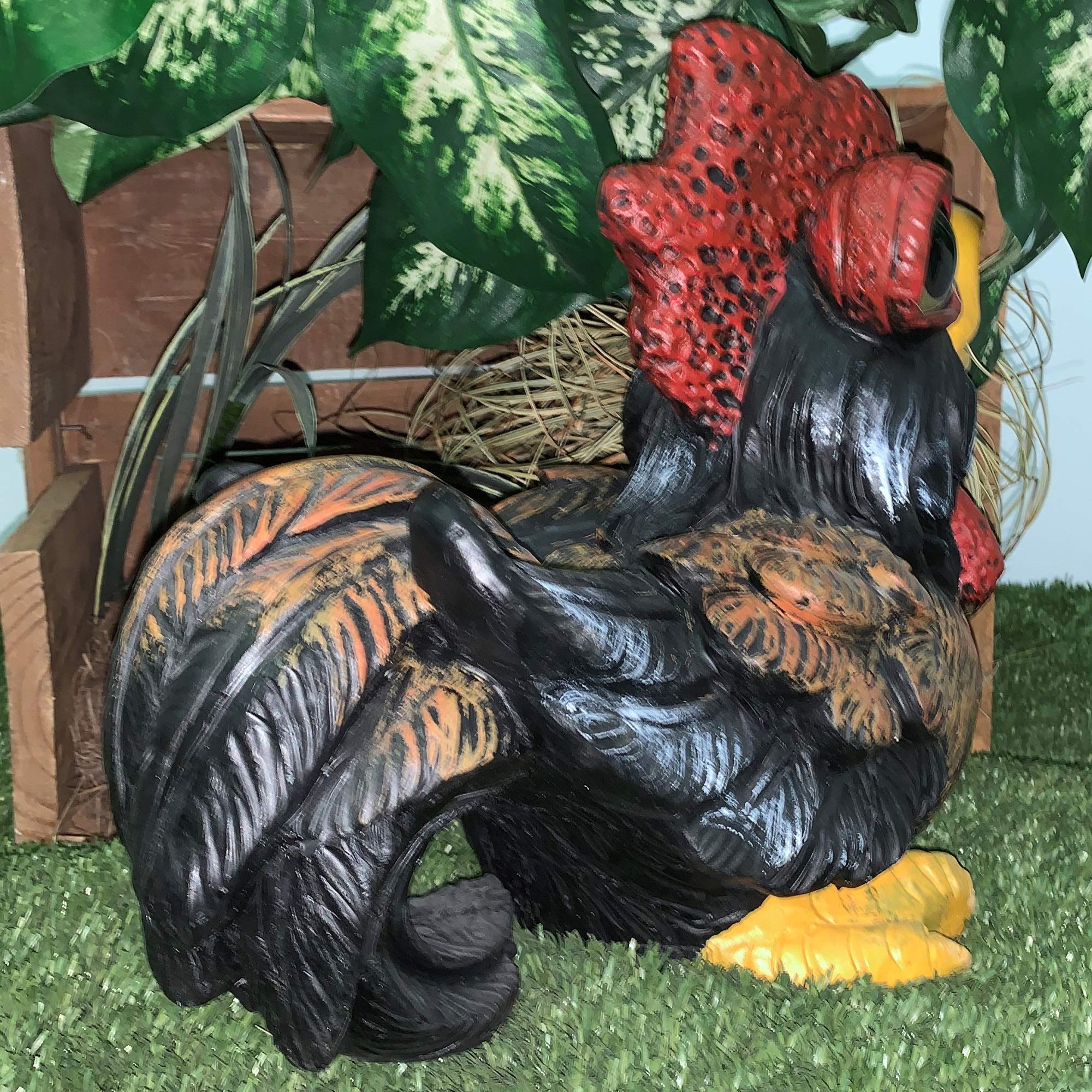 Rooster Lucky & Jr. Whimsical Animal Statue for Home & Garden Decor - Perfect for Outdoor Patio, Lawn Ornament, and Farmhouse Style Decoration