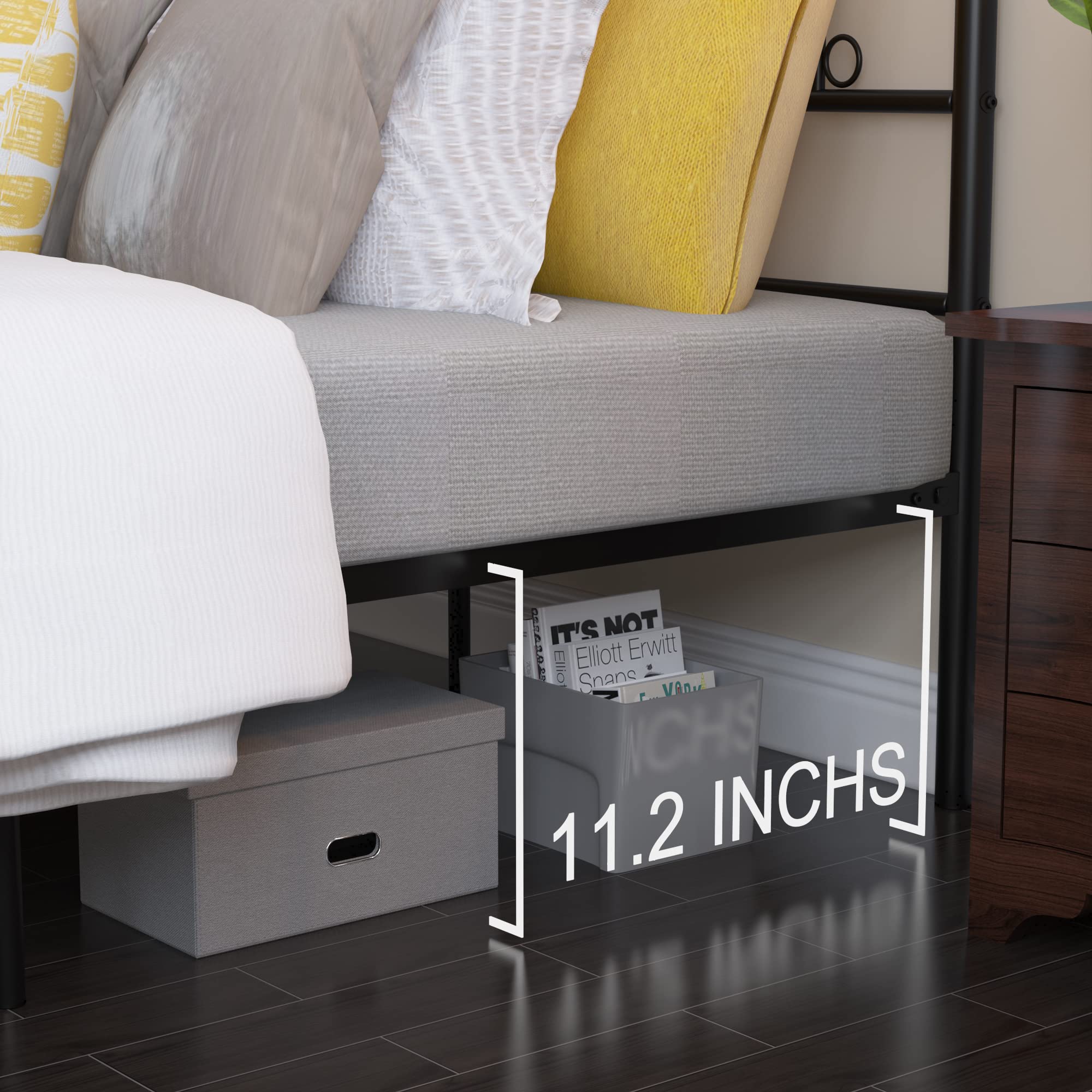 Weehom Full Size Metal Bed Frame with Headboard & Footboard - Sturdy Platform Bed Base, No Box Spring Needed - Black - Perfect for Modern Bedrooms & Guest Rooms