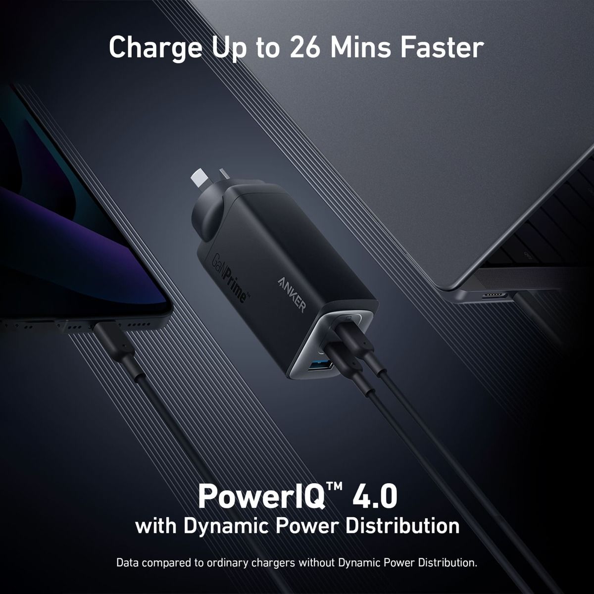 Anker GaNPrime 120W Fast Wall Charger with 3 Ports - USB C PD Charger for iPhone 15 Pro Max, MacBook Pro, iPad - Includes USB C to USB C Cable (Black) - Perfect for Travel, Home & Office Use